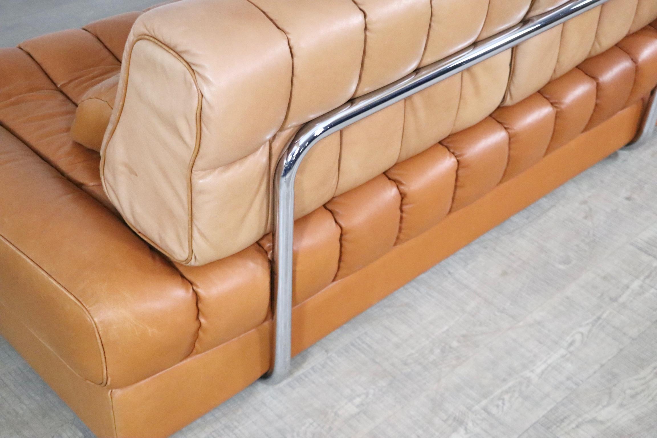 De Sede DS-85 Sofa in Cognac Leather and Chrome, 1960s 5