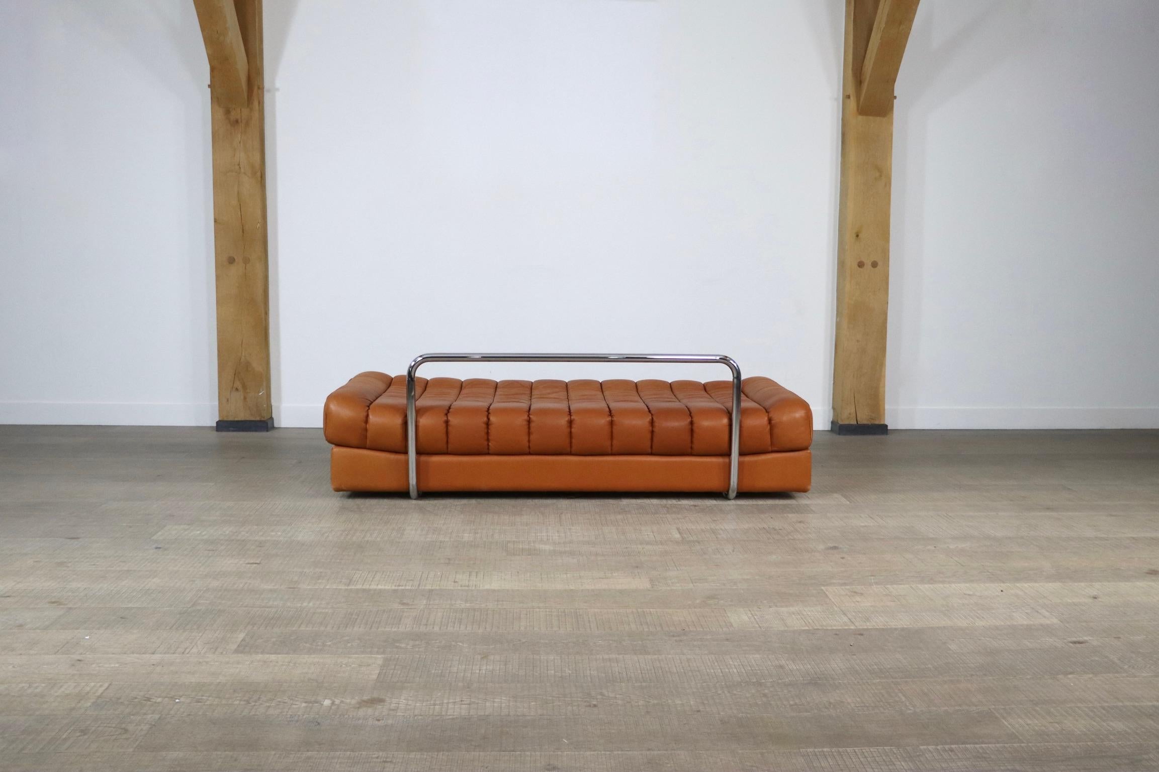 De Sede DS-85 Sofa in Cognac Leather and Chrome, 1960s 7