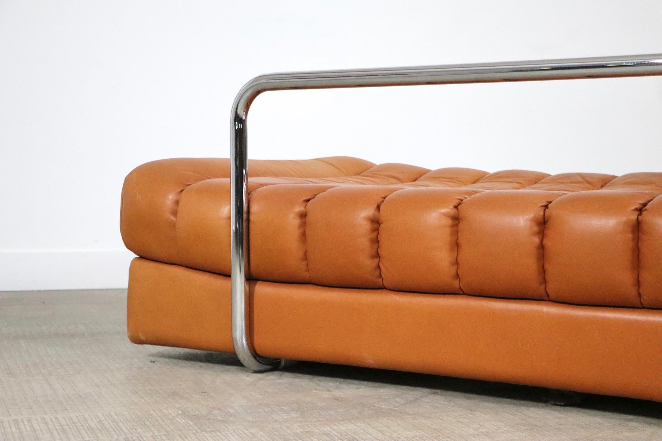 De Sede DS-85 Sofa in Cognac Leather and Chrome, 1960s 8