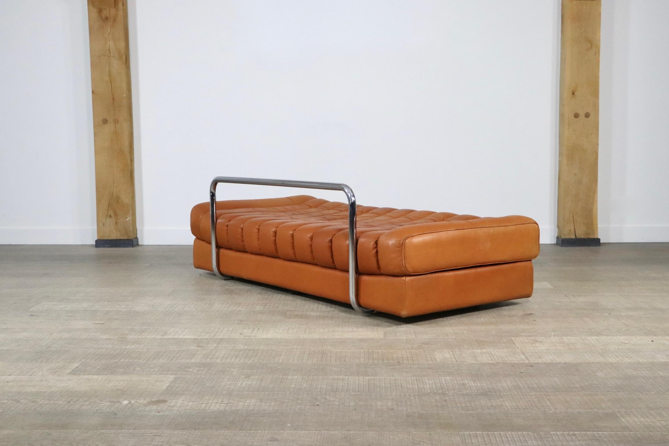 De Sede DS-85 Sofa in Cognac Leather and Chrome, 1960s 9