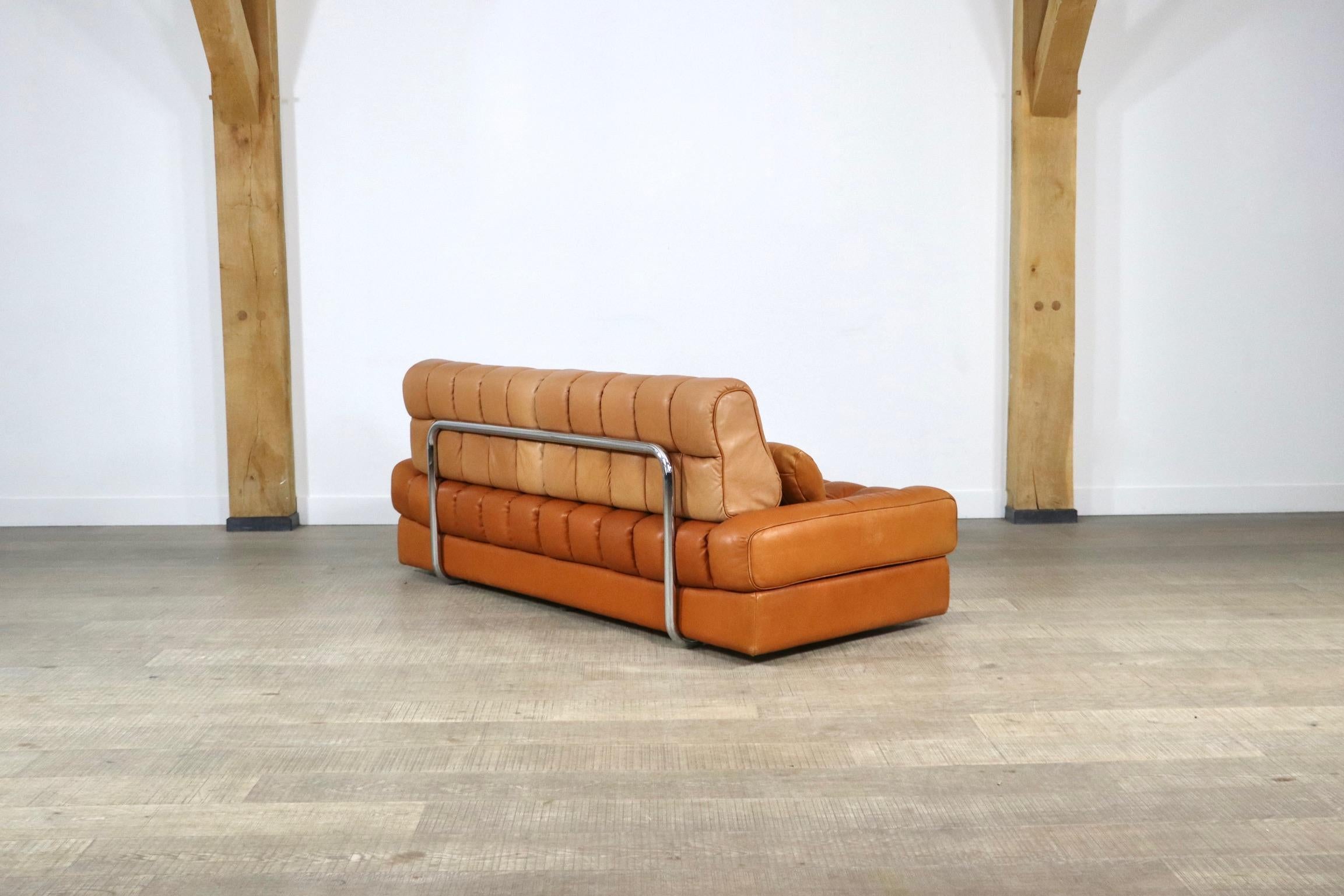 De Sede DS-85 Sofa in Cognac Leather and Chrome, 1960s In Excellent Condition In ABCOUDE, UT