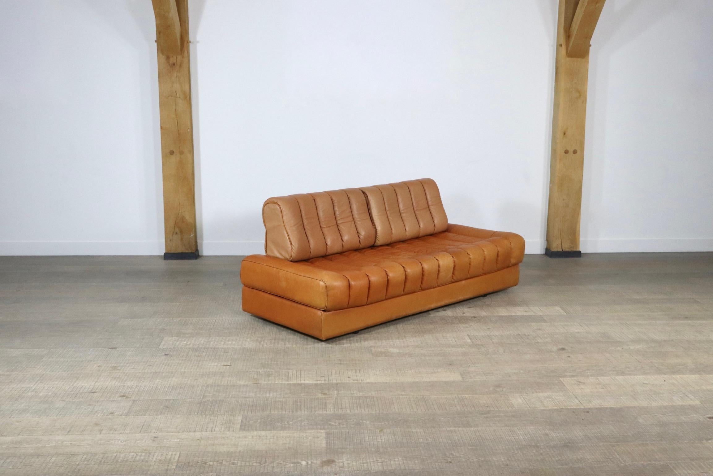 Mid-20th Century De Sede DS-85 Sofa in Cognac Leather and Chrome, 1960s