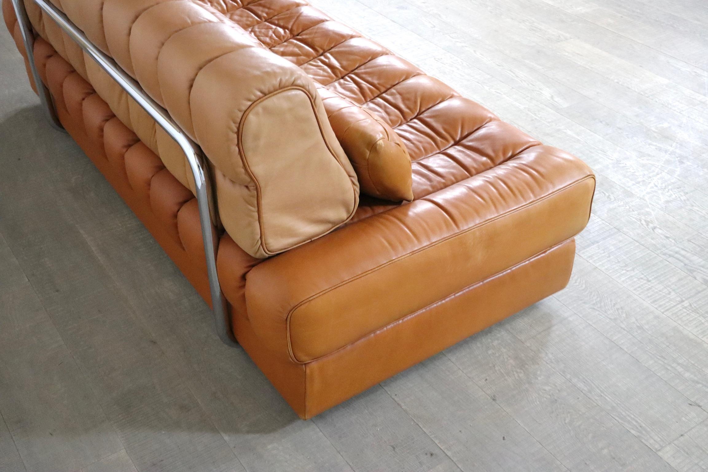 De Sede DS-85 Sofa in Cognac Leather and Chrome, 1960s 3