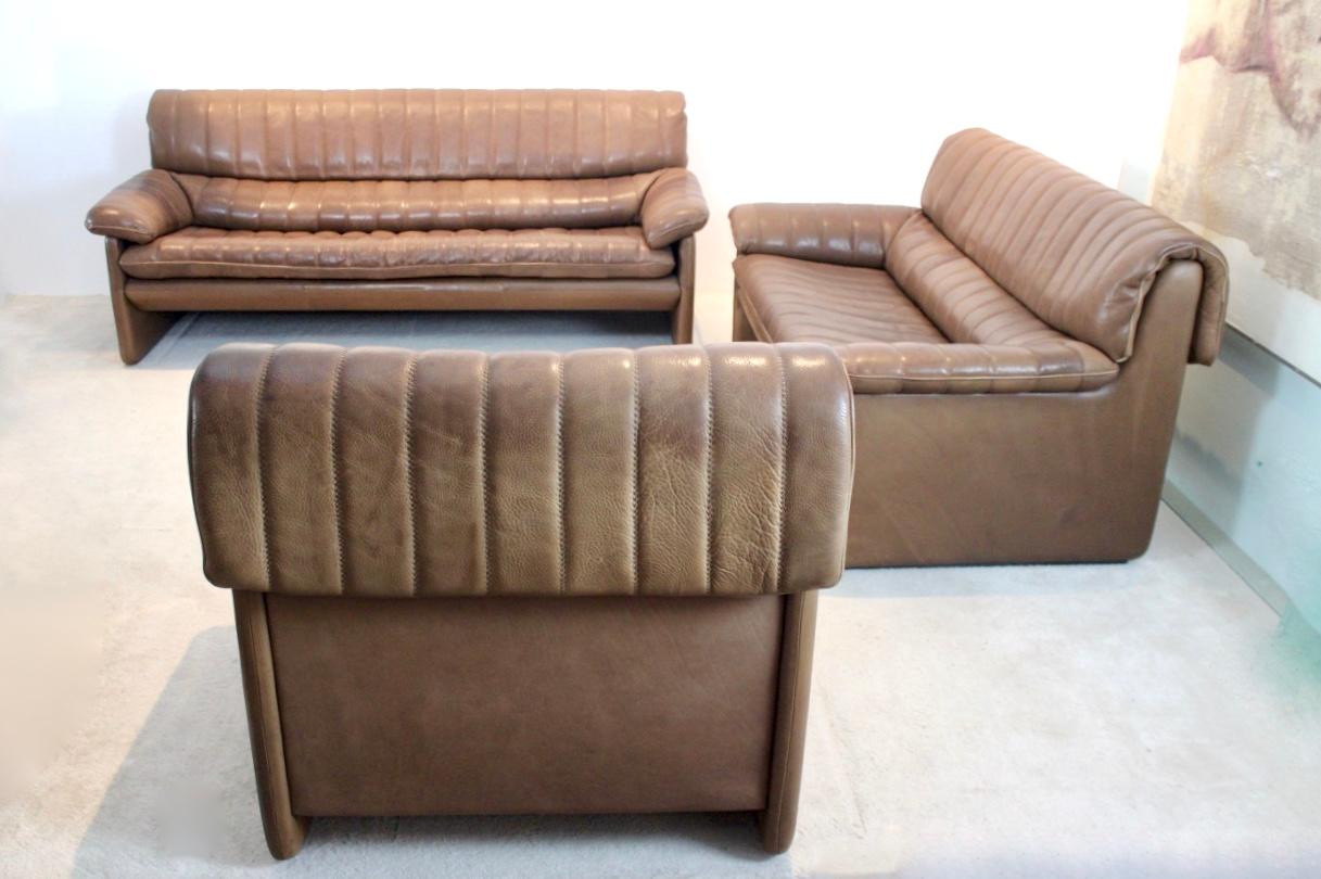 De Sede DS-86 Living Room Set in Soft Thick Brown Neck Leather In Good Condition In Voorburg, NL