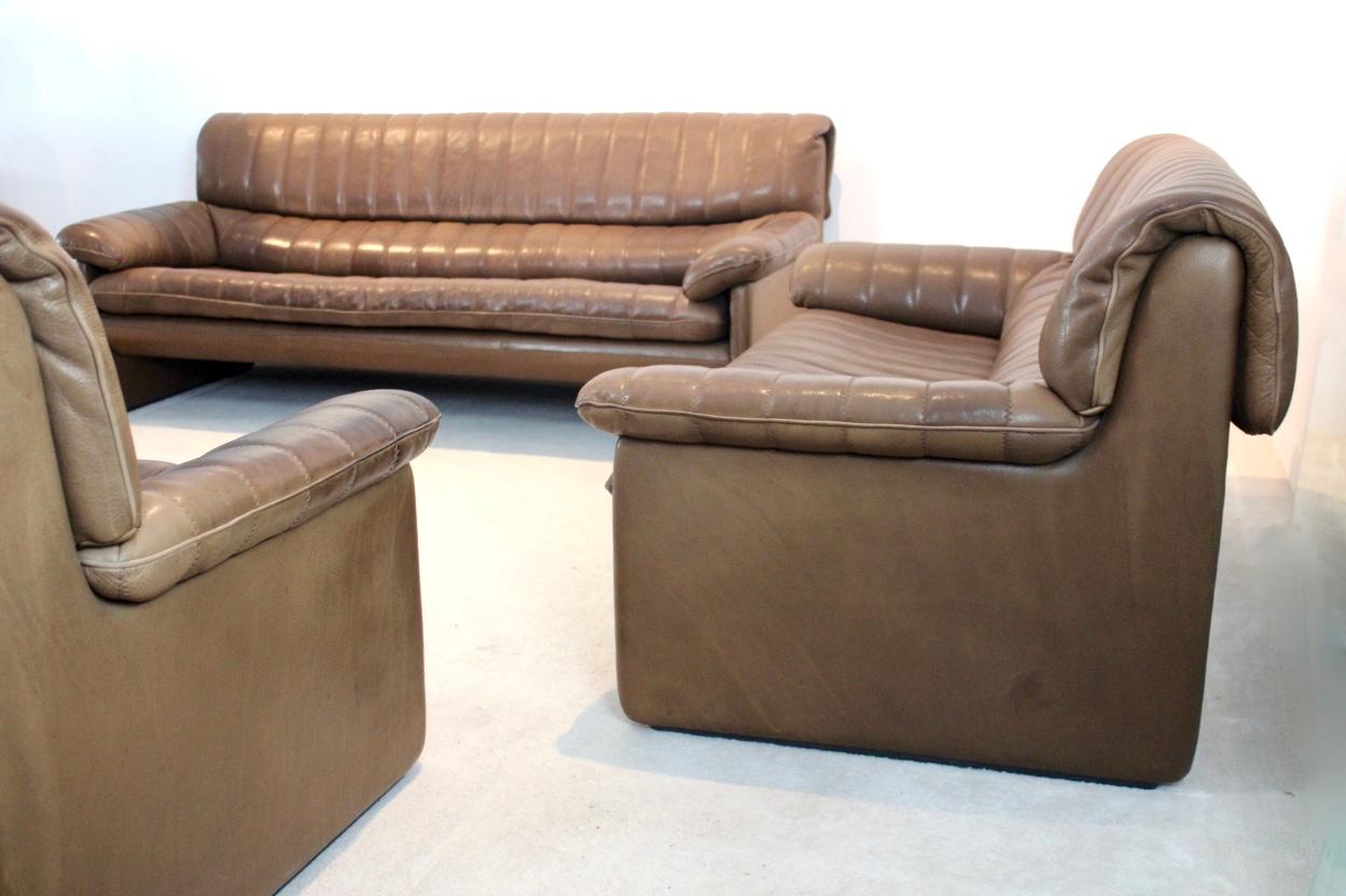 De Sede DS-86 Living Room Set in Soft Thick Brown Neck Leather 2