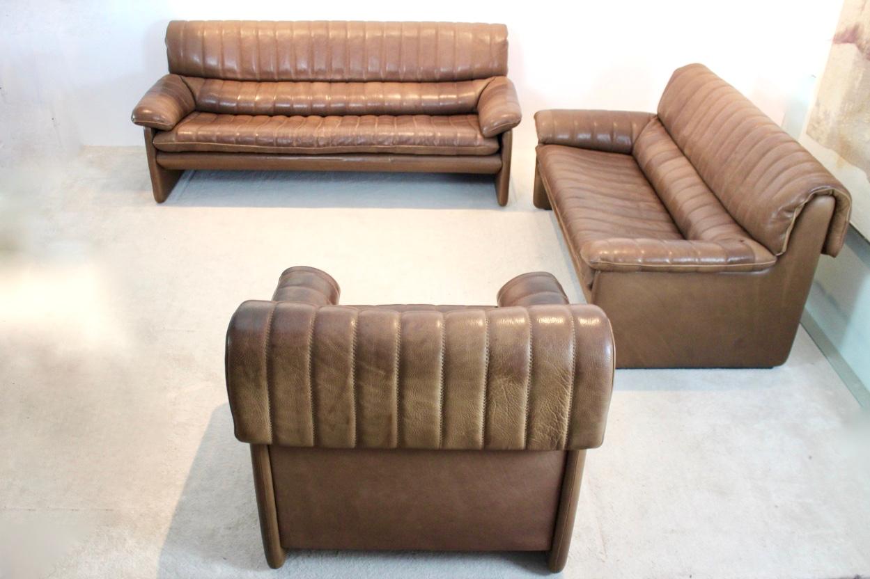 De Sede DS-86 Living Room Set in Soft Thick Brown Neck Leather 3