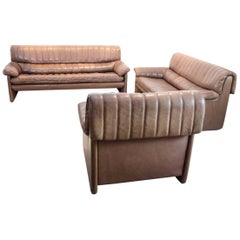 De Sede DS-86 Living Room Set in Soft Thick Brown Neck Leather