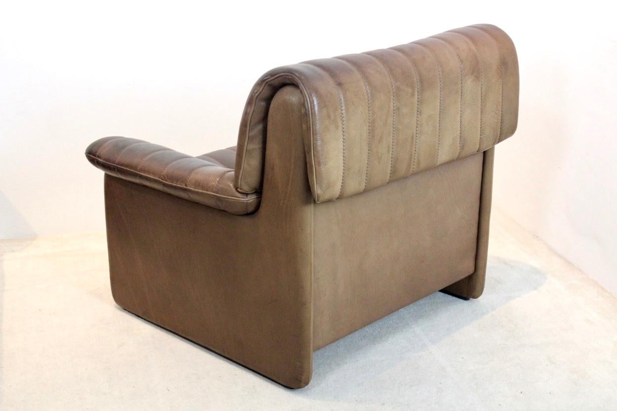 20th Century De Sede DS-86 Lounge Chair in Soft Thick Brown Neck Leather