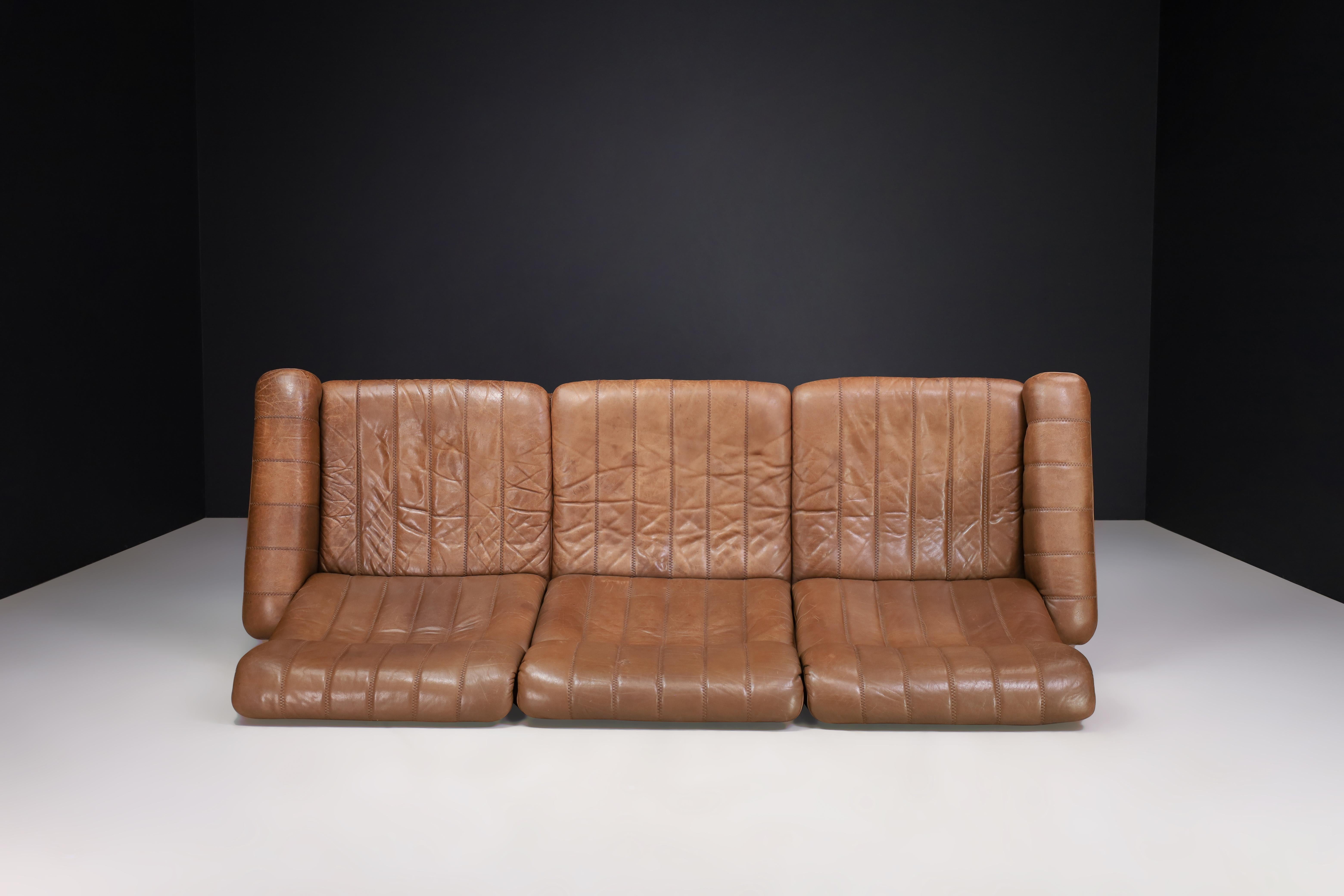 De Sede DS-86 Sofa aus patiniertem Leder, Schweiz, 1970er Jahre (Ende des 20. Jahrhunderts) im Angebot
