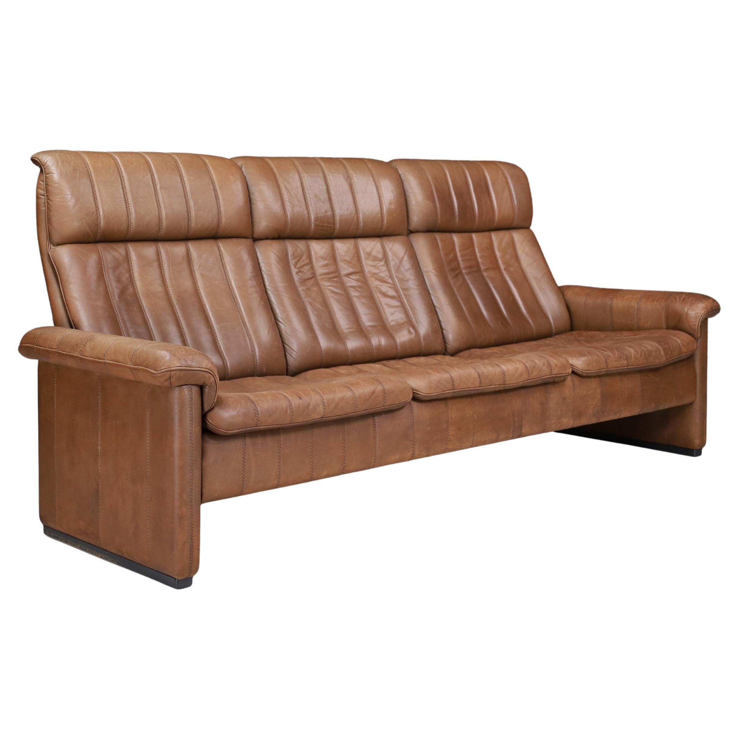 De Sede DS-86 Patinated Leather Sofa, Switzerland, 1970s