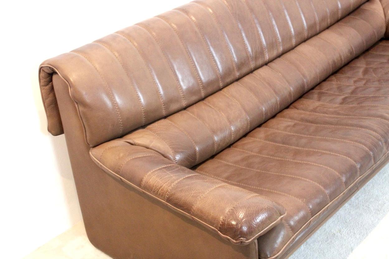 De Sede DS-86 Three-Seat Sofa in Soft Thick Brown Neck Leather In Good Condition In Voorburg, NL