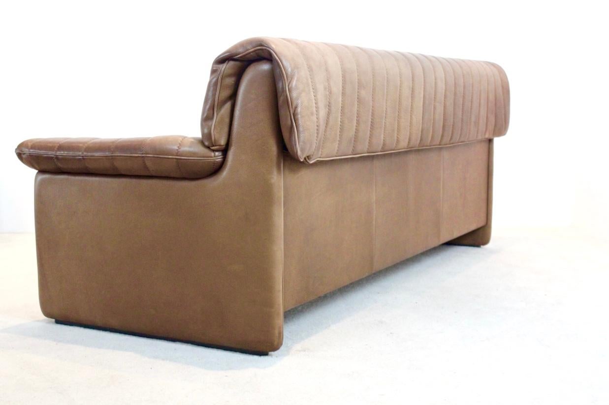 20th Century De Sede DS-86 Three-Seat Sofa in Soft Thick Brown Neck Leather