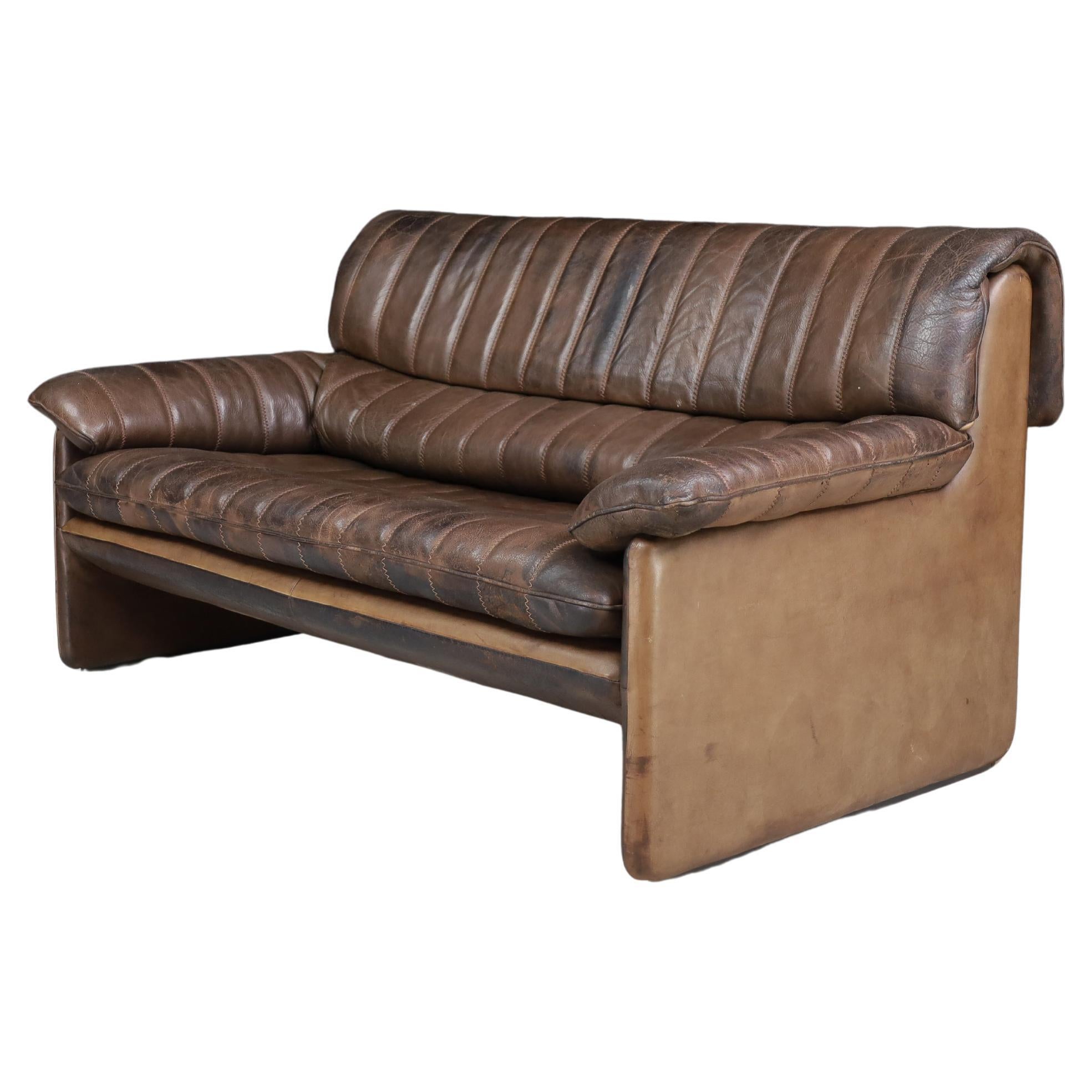 Canapé deux places De Sede DS-86 en cuir Brown patiné, Suisse, années 1960