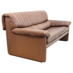 De Sede DS-86 Zweisitzer-Sofa aus weichem, dickem braunem Nackenleder