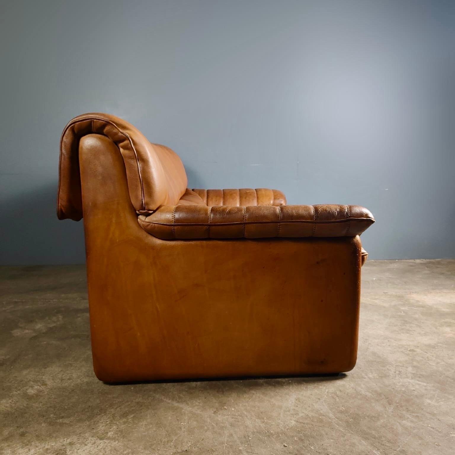 De Sede DS-86 Two Seater Brown Leather Sofa Mid Century Vintage Retro MCM In Excellent Condition In Cambridge, GB