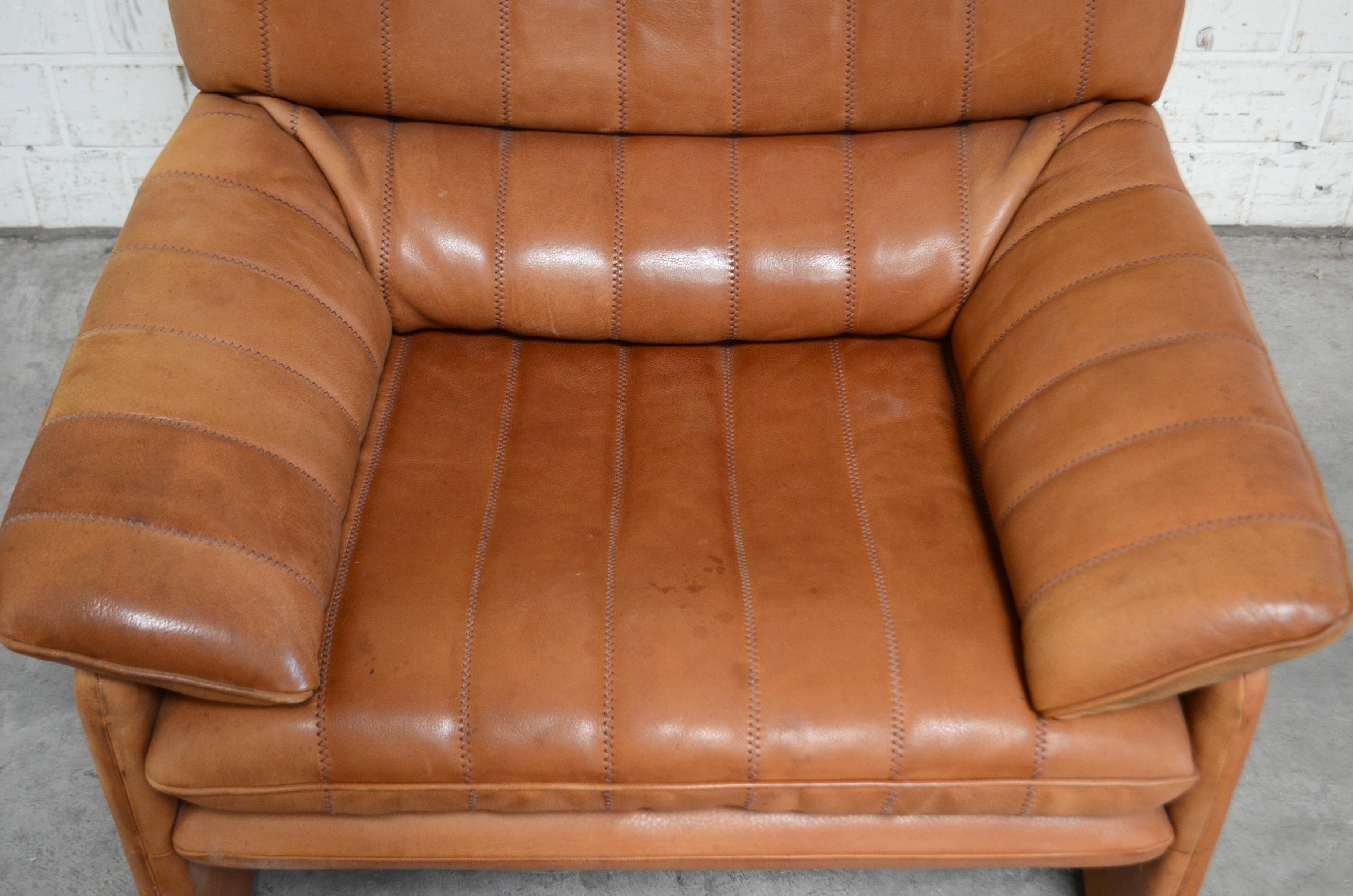 De Sede DS 86 Vintage Cognac Neck Leather Armchair In Fair Condition In Munich, Bavaria