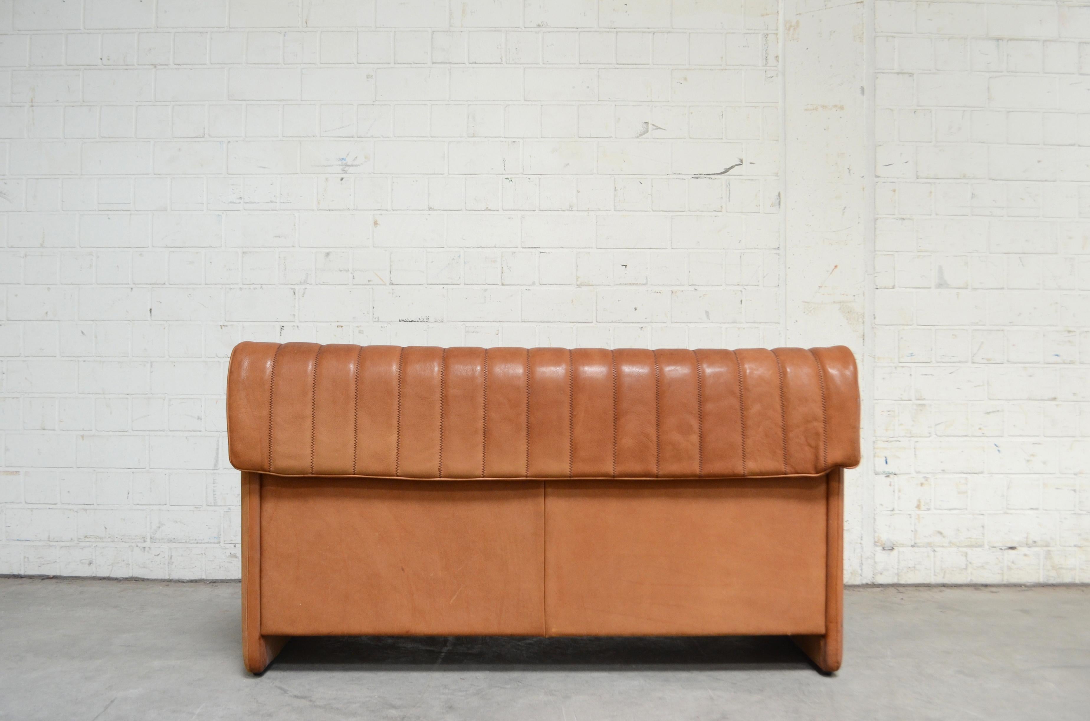 De Sede DS 86 Vintage Cognac Neck Leather Sofa 4