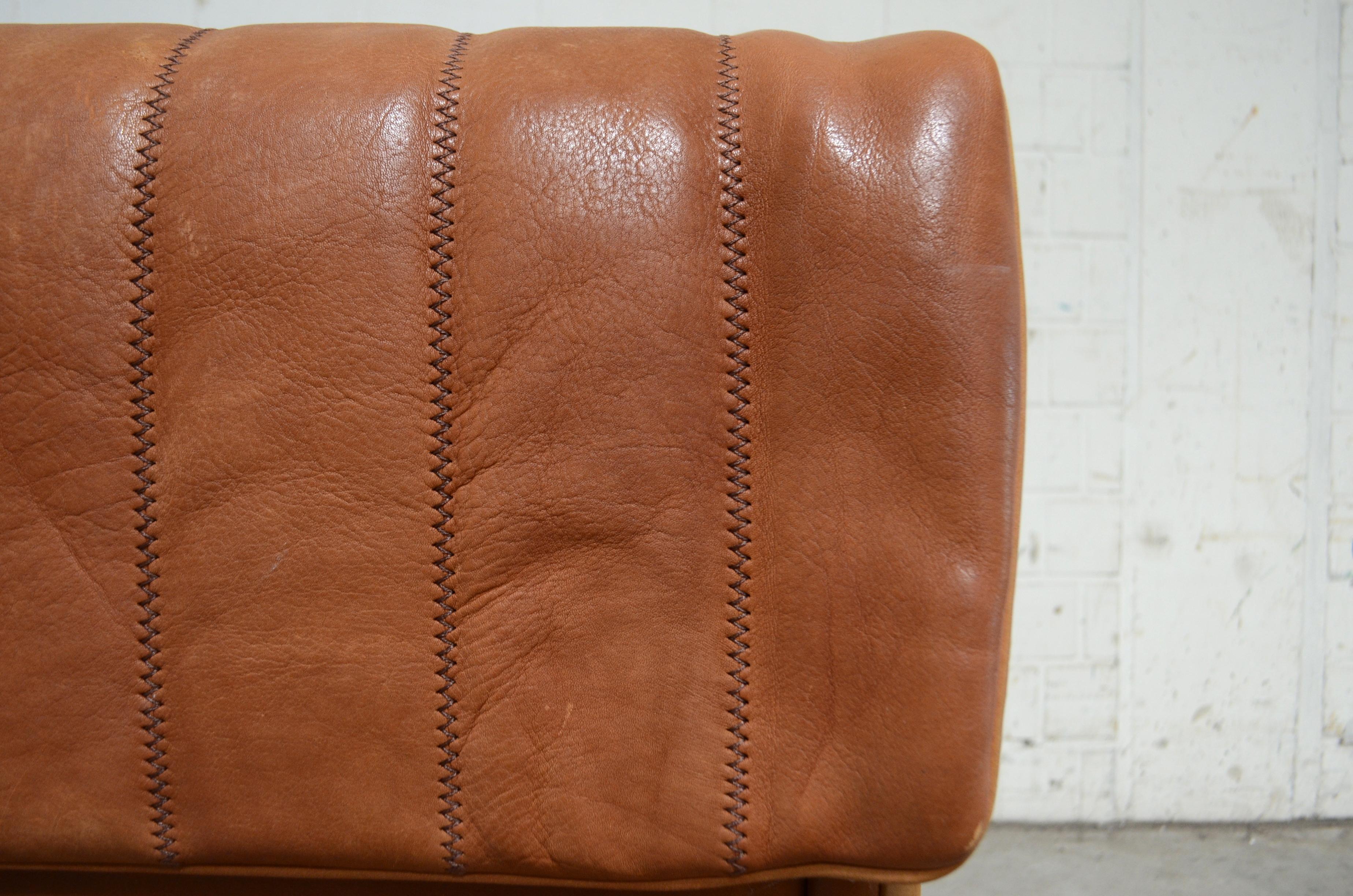 De Sede DS 86 Vintage Cognac Neck Leather Sofa 5