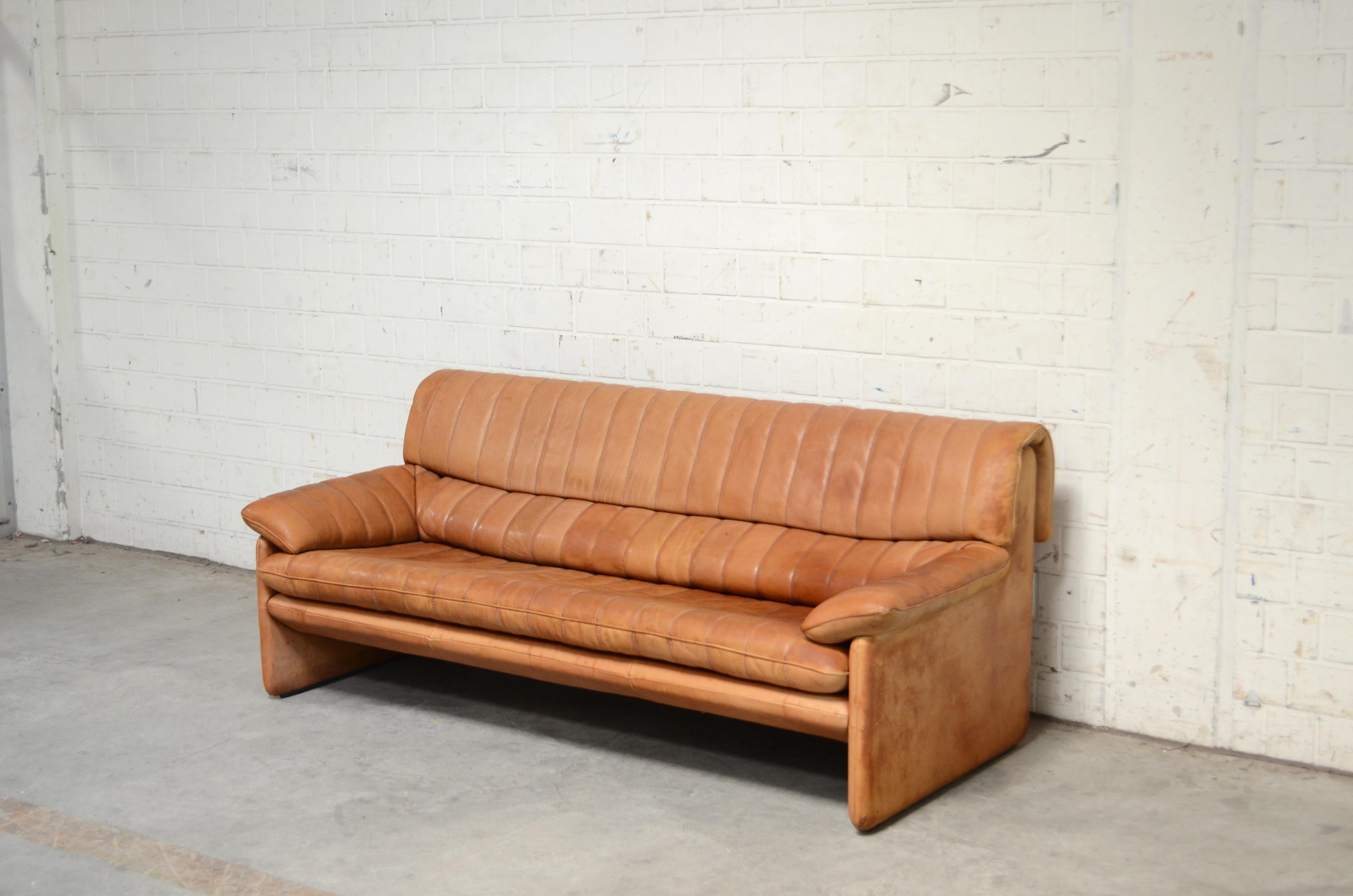 German De Sede DS 86 Vintage Cognac Neck Leather Sofa