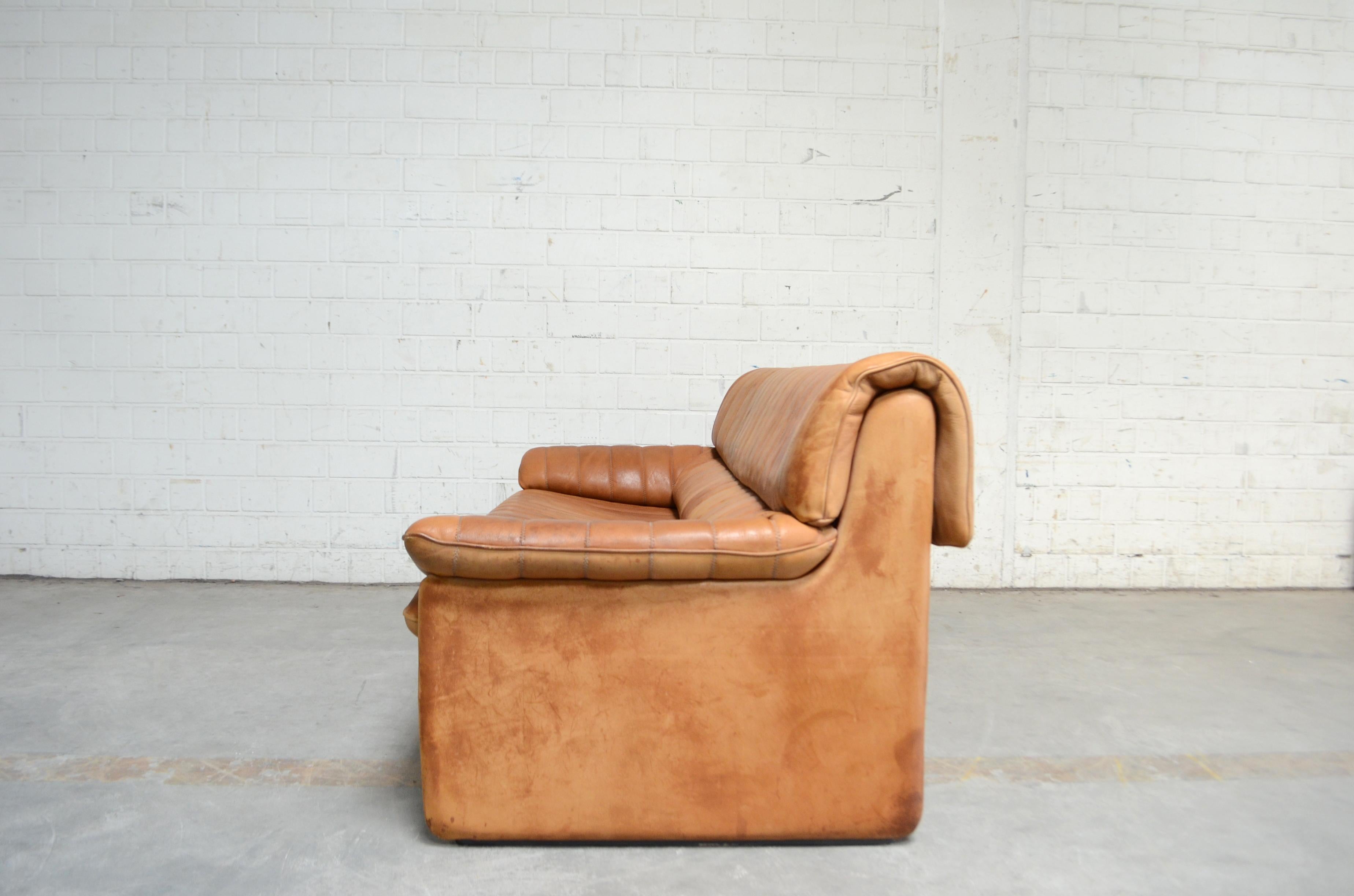 De Sede DS 86 Vintage Cognac Neck Leather Sofa 3