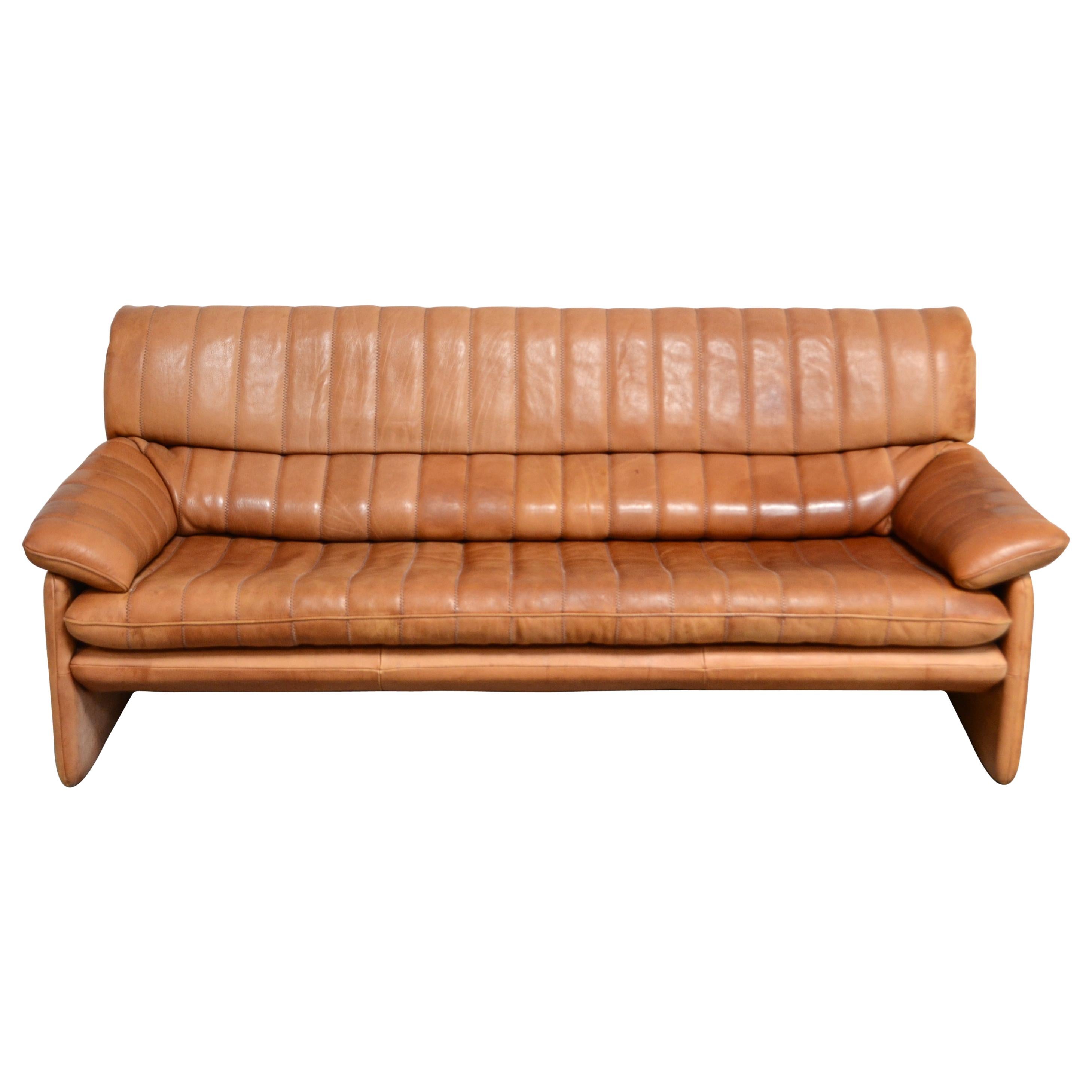 De Sede DS 86 Vintage Cognac Neck Leather Sofa
