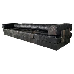 De Sede DS-88 Black Leather Patchwork Sectional Sofa, 1970s