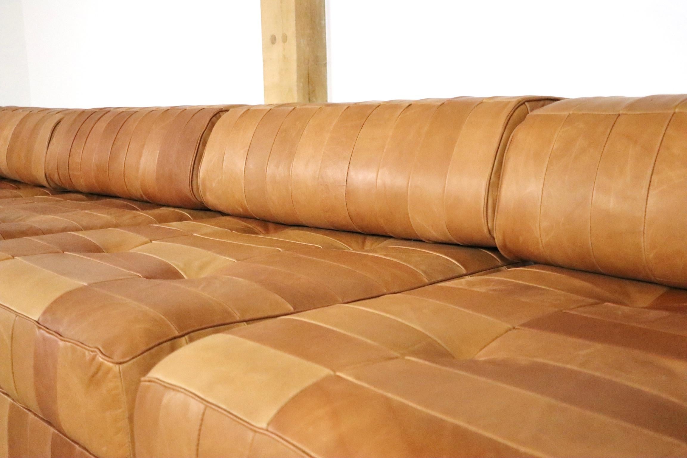 Metal De Sede DS-88 Cognac Patchwork Leather Sofa, Switzerland, 1970s