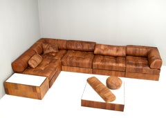 De Sede DS-88 Landscape Sectional Sofa in Cognac Tan Leather, Switzerland 1970's