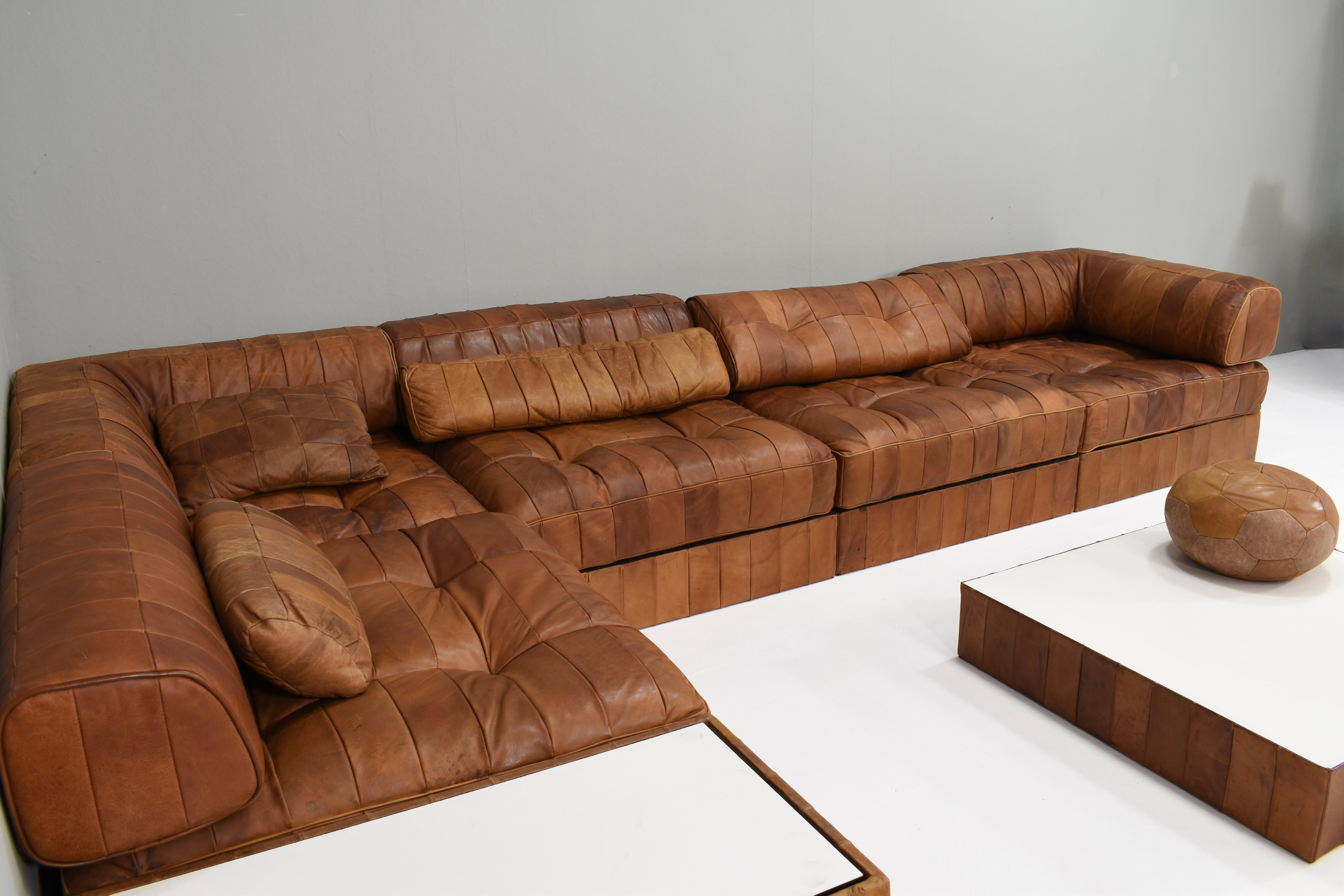 De Sede DS-88 Landscape Sectional Sofa in Cognac Tan Leather, Switzerland 1970's en vente 1