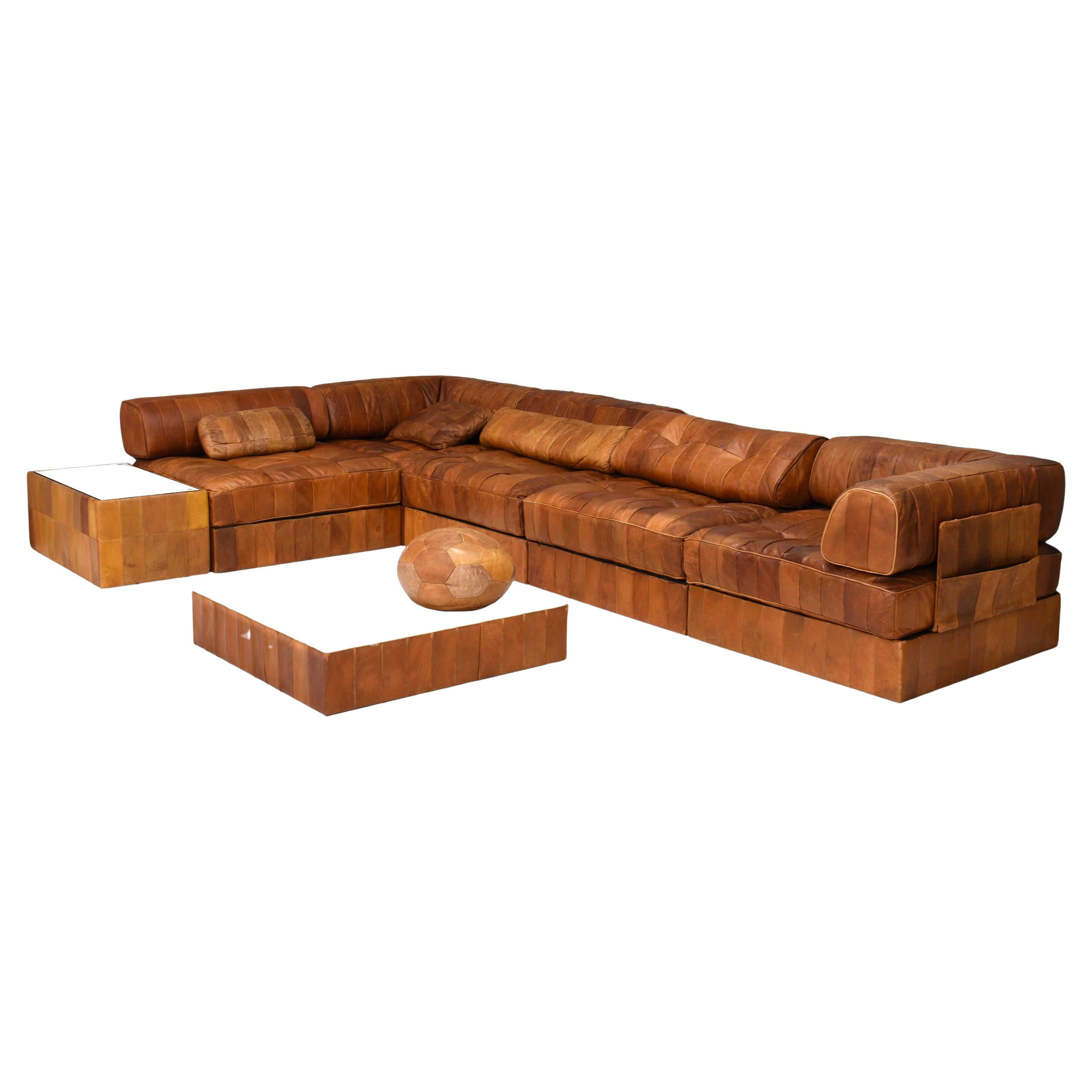 De Sede DS-88 Landscape Sectional Sofa in Cognac Tan Leather, Switzerland 1970
s en vente