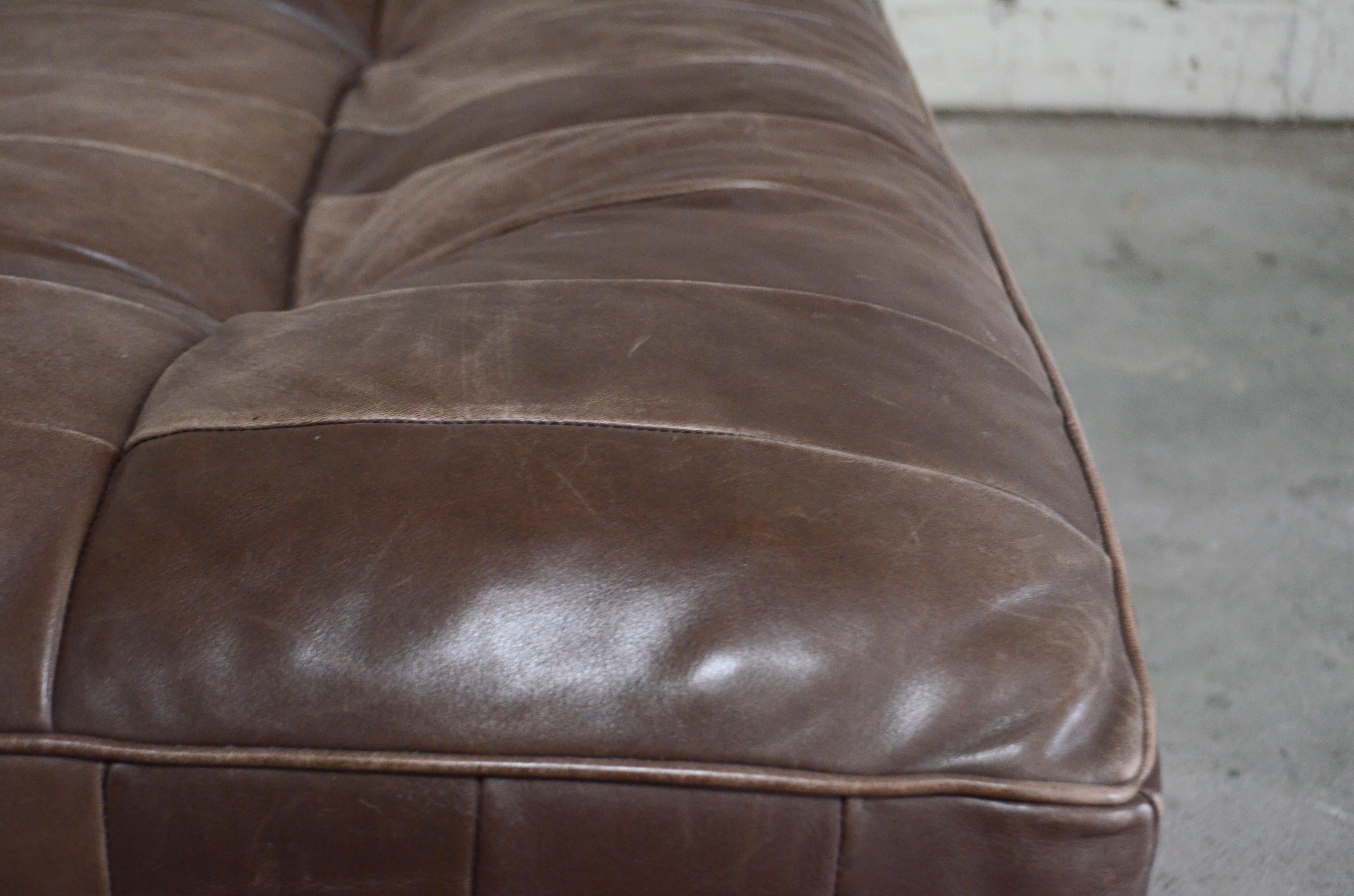 Late 20th Century De Sede DS 88 Leather Ottoman or Pouf Patchwork Brown