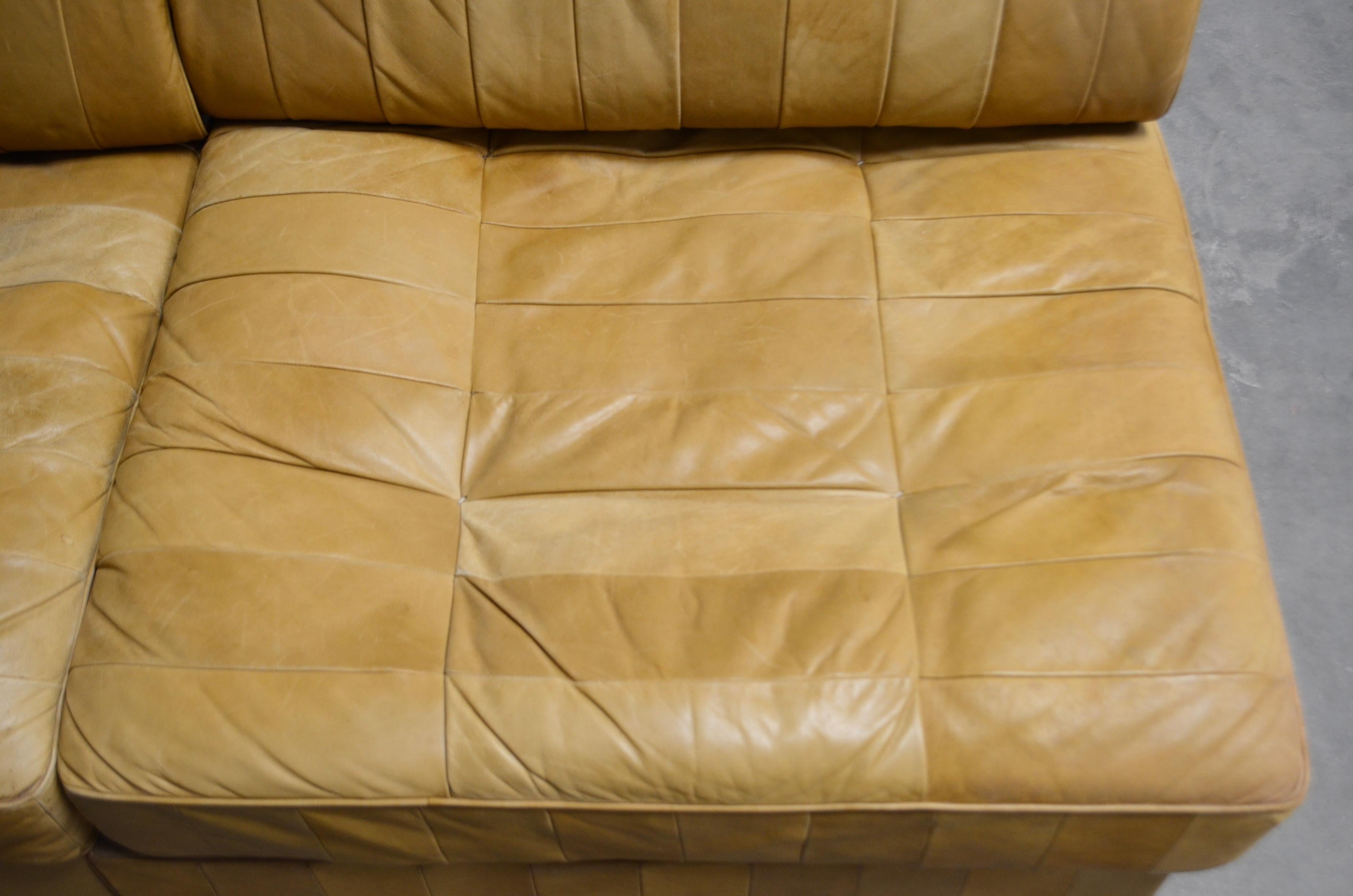 De Sede DS 88 Modular Leather  Sofa yellow cognac patchwork 3