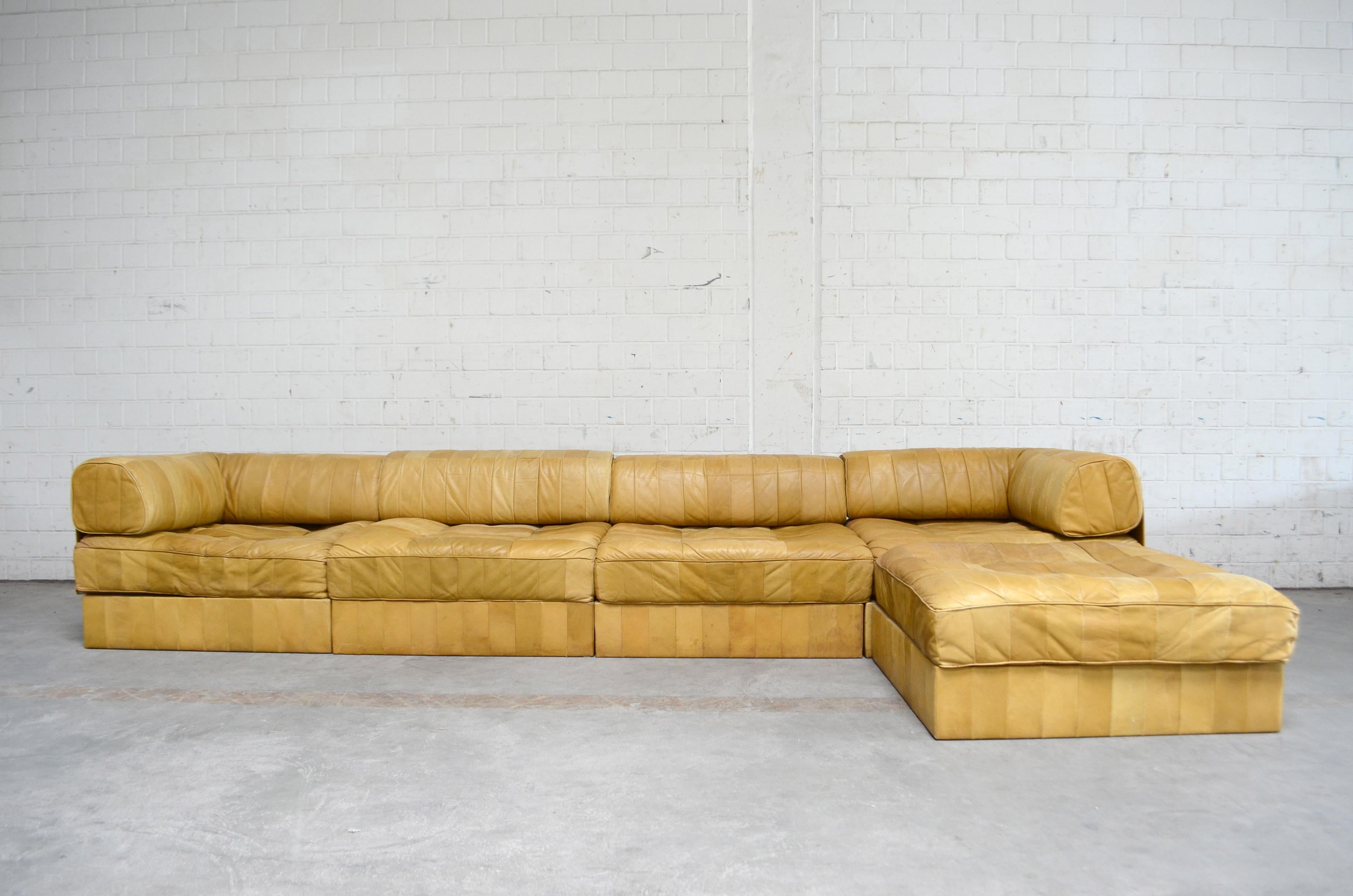 De Sede DS 88 Modular Leather  Sofa yellow cognac patchwork 4