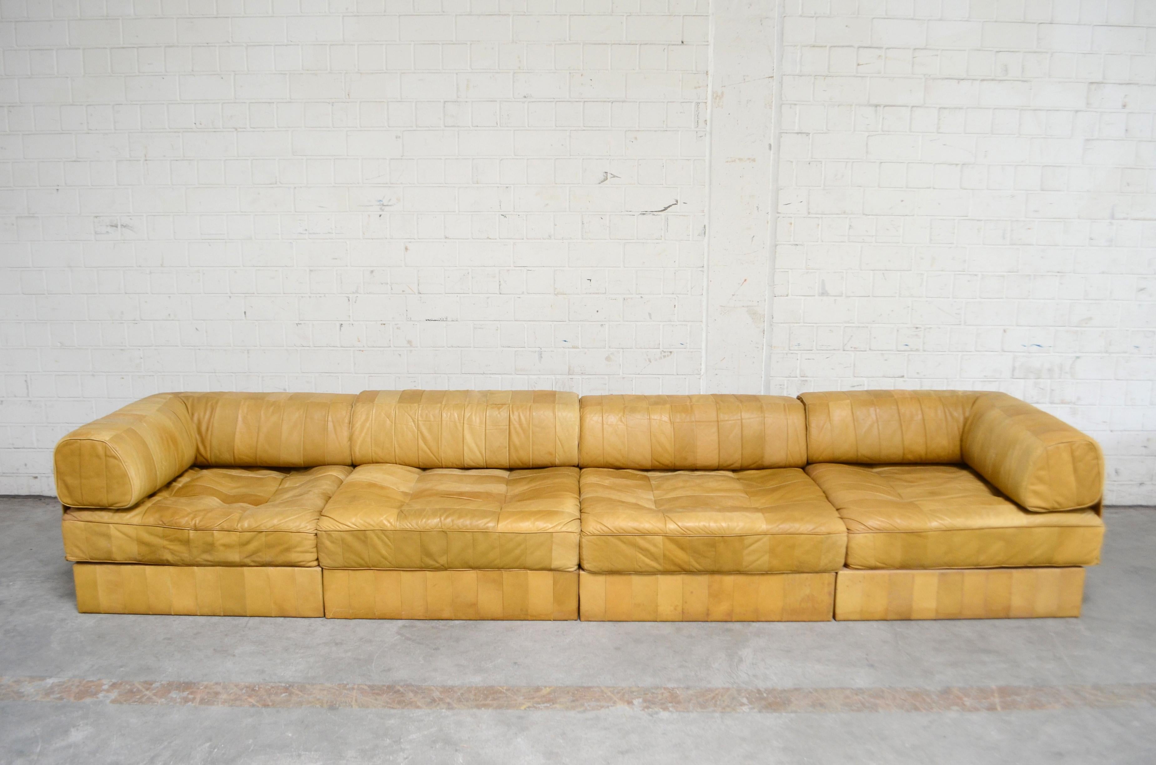 De Sede DS 88 Modular Leather  Sofa yellow cognac patchwork 5
