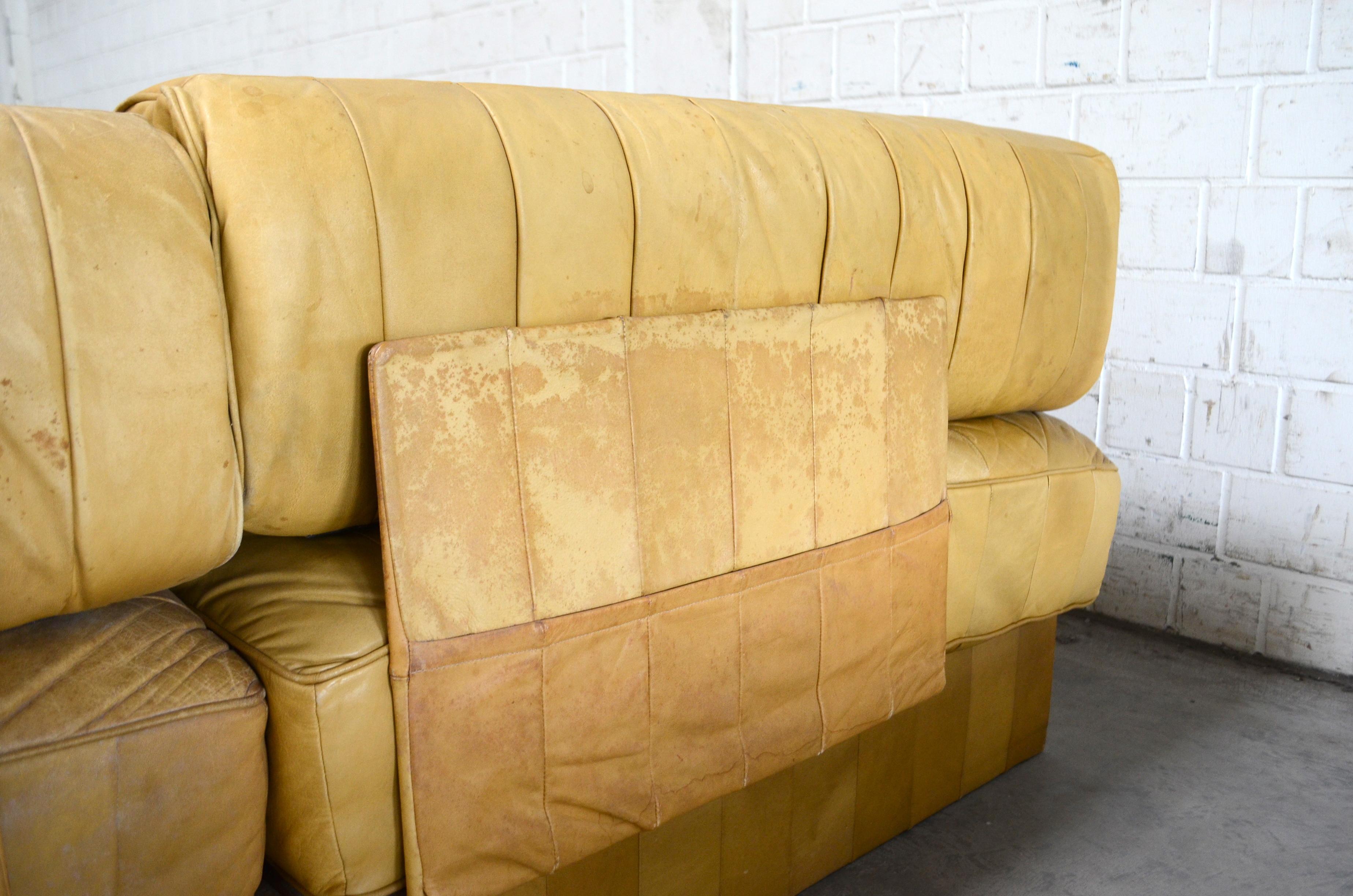 De Sede DS 88 Modular Leather  Sofa yellow cognac patchwork 13