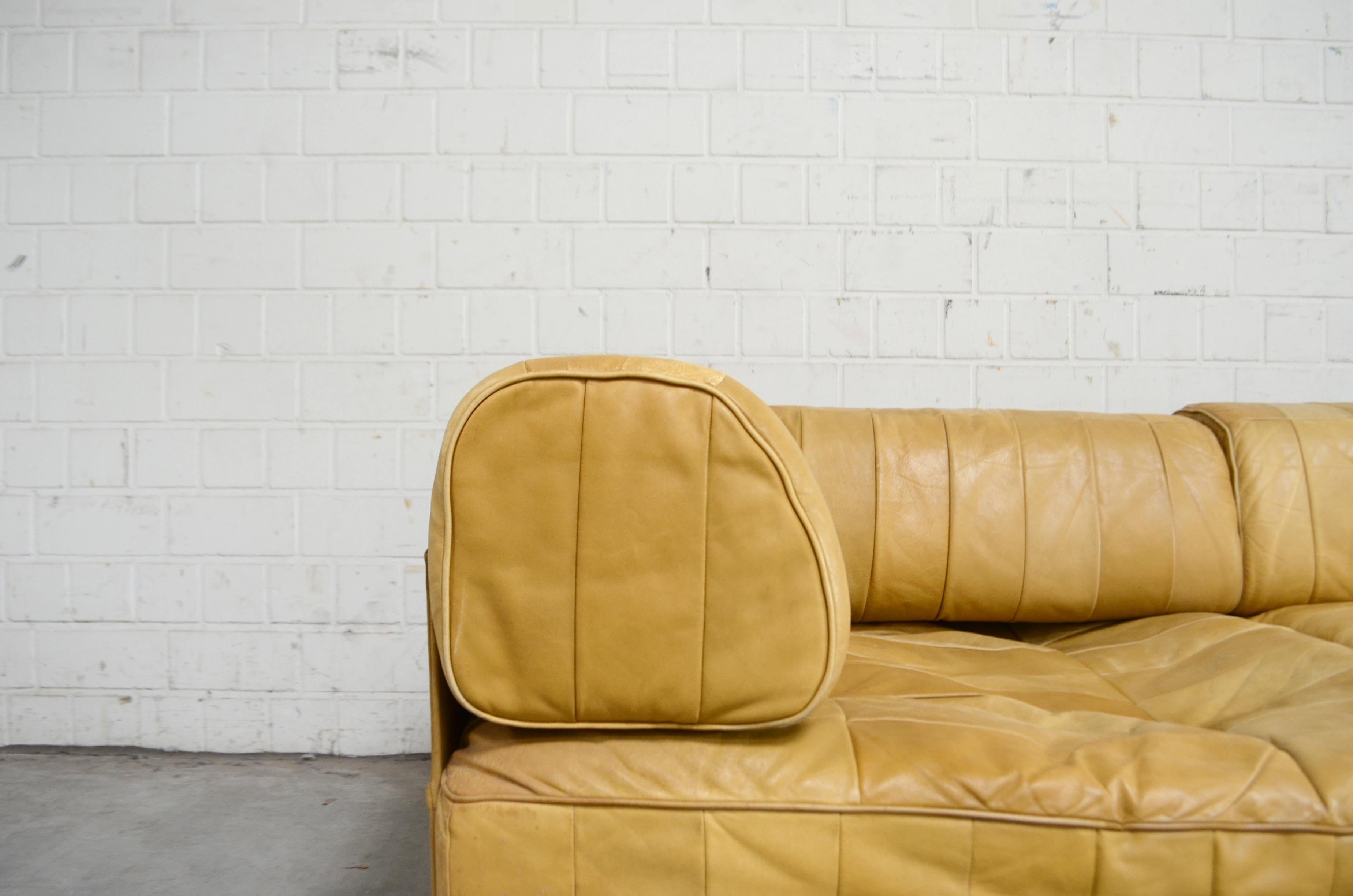 Late 20th Century De Sede DS 88 Modular Leather  Sofa yellow cognac patchwork