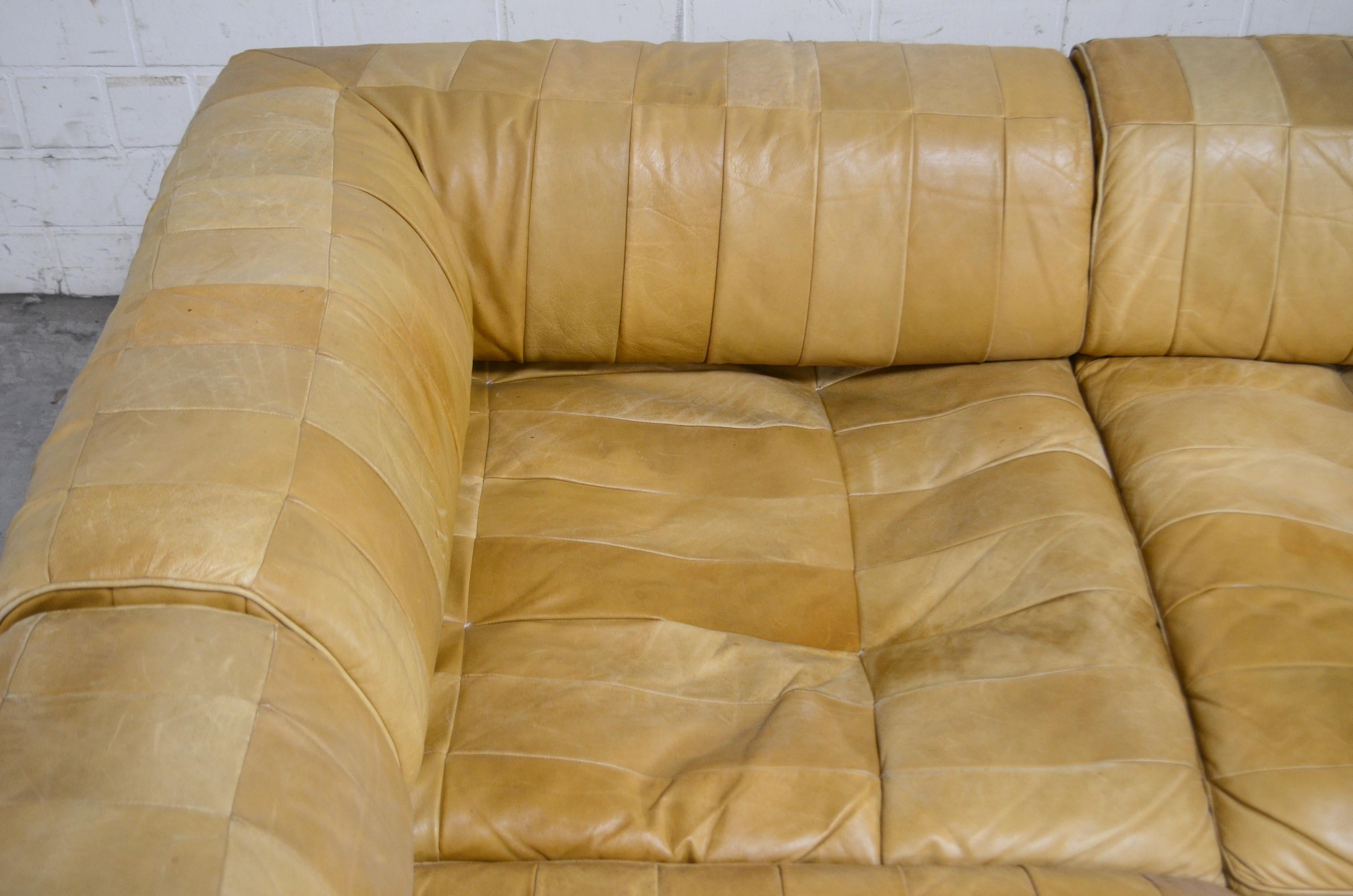 De Sede DS 88 Modular Leather  Sofa yellow cognac patchwork 1