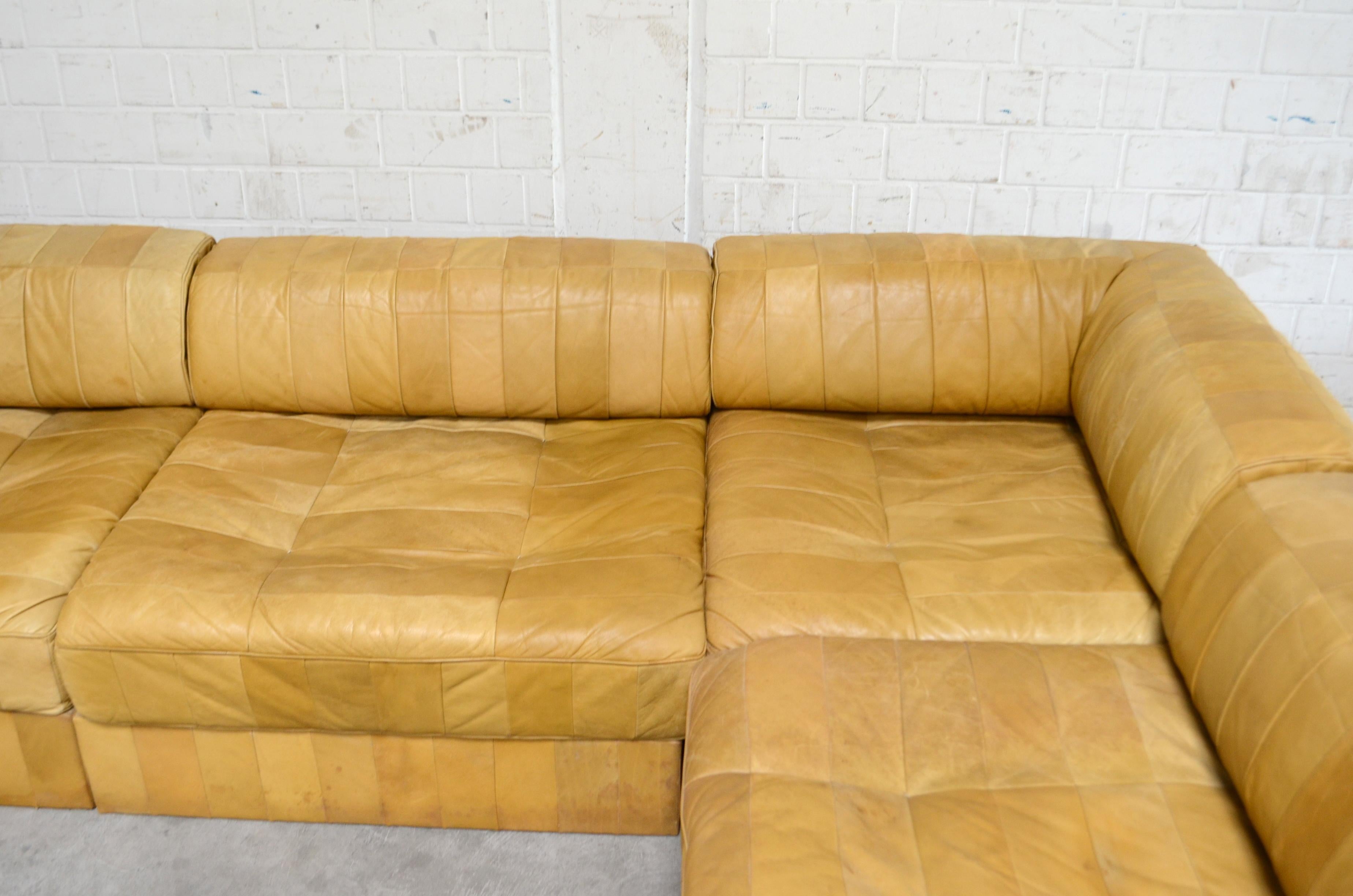 De Sede DS 88 Modular Leather  Sofa yellow cognac patchwork 2