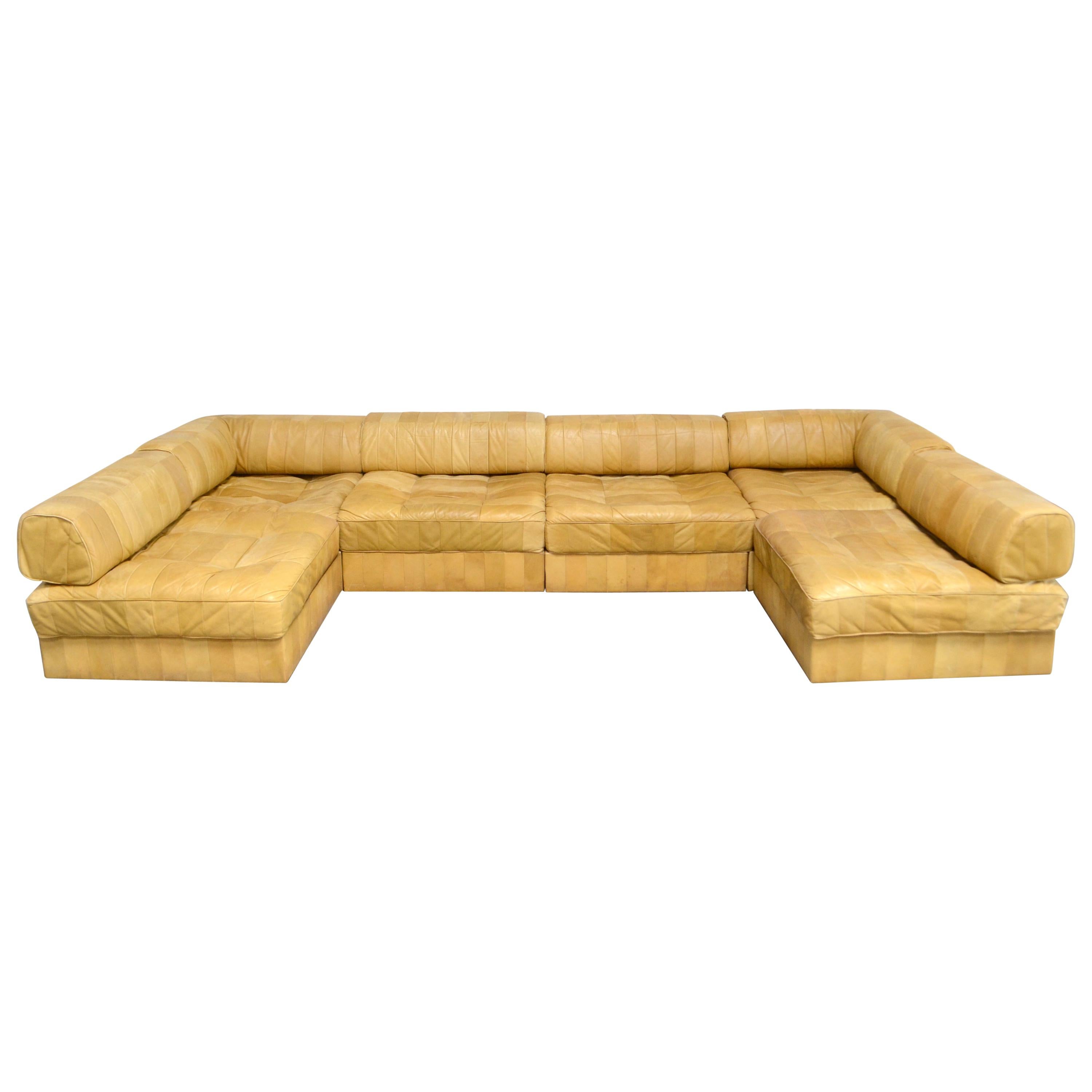 De Sede DS 88 Modular Leather  Sofa yellow cognac patchwork
