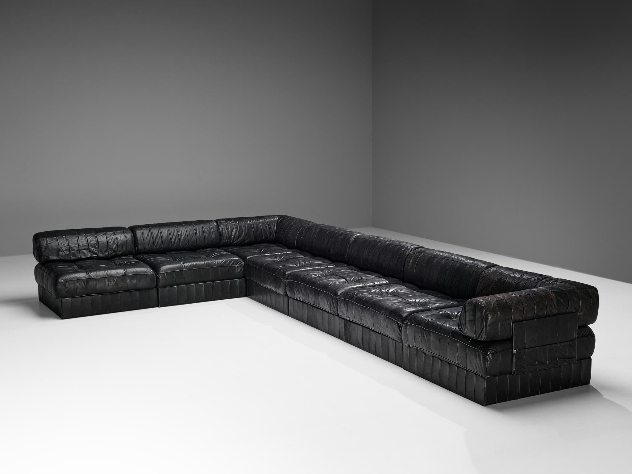 De Sede 'DS-88' Modulares Sofa aus schwarzem Leder  im Angebot 3