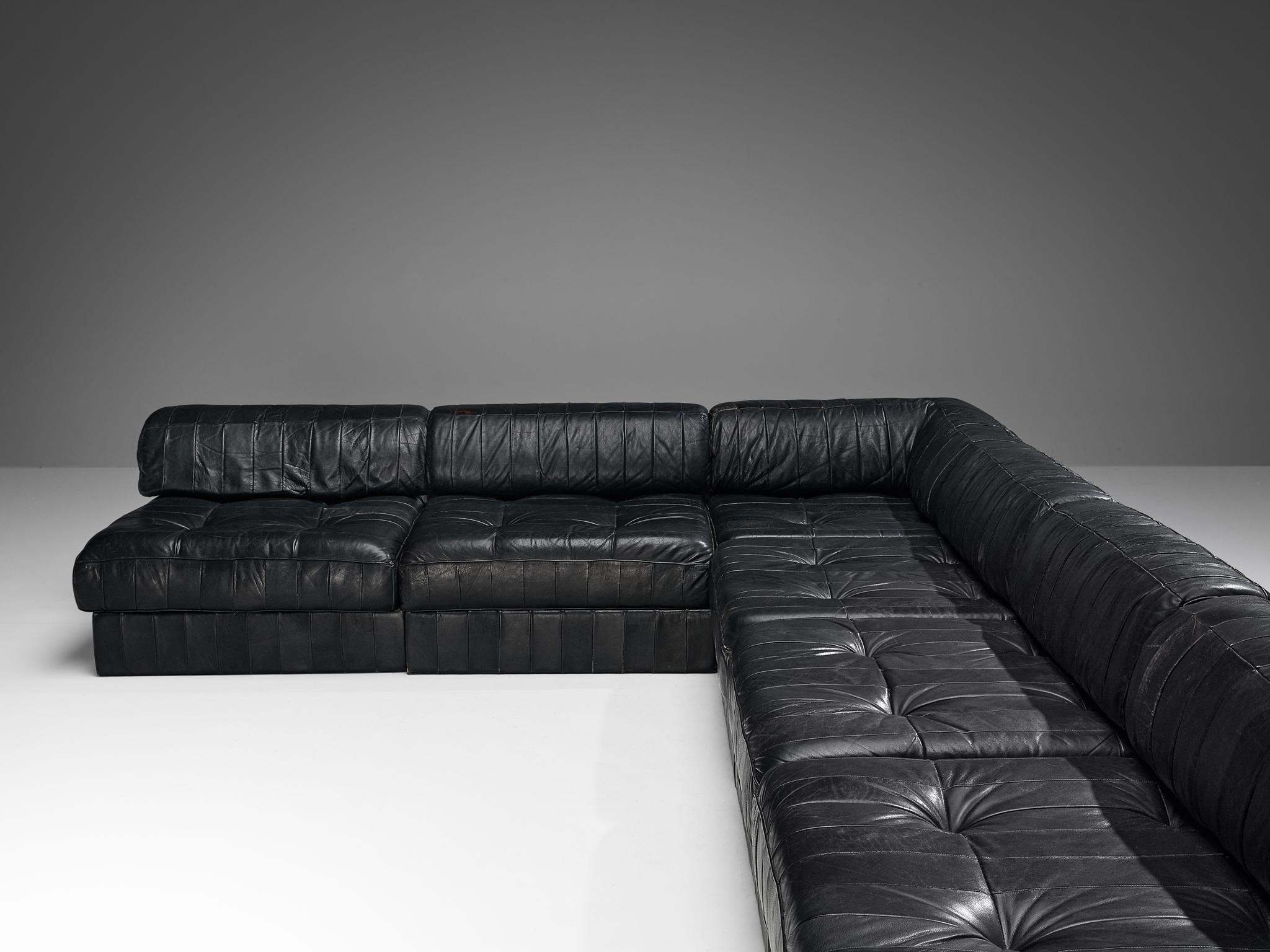 De Sede 'DS-88' Modulares Sofa aus schwarzem Leder  im Angebot 4
