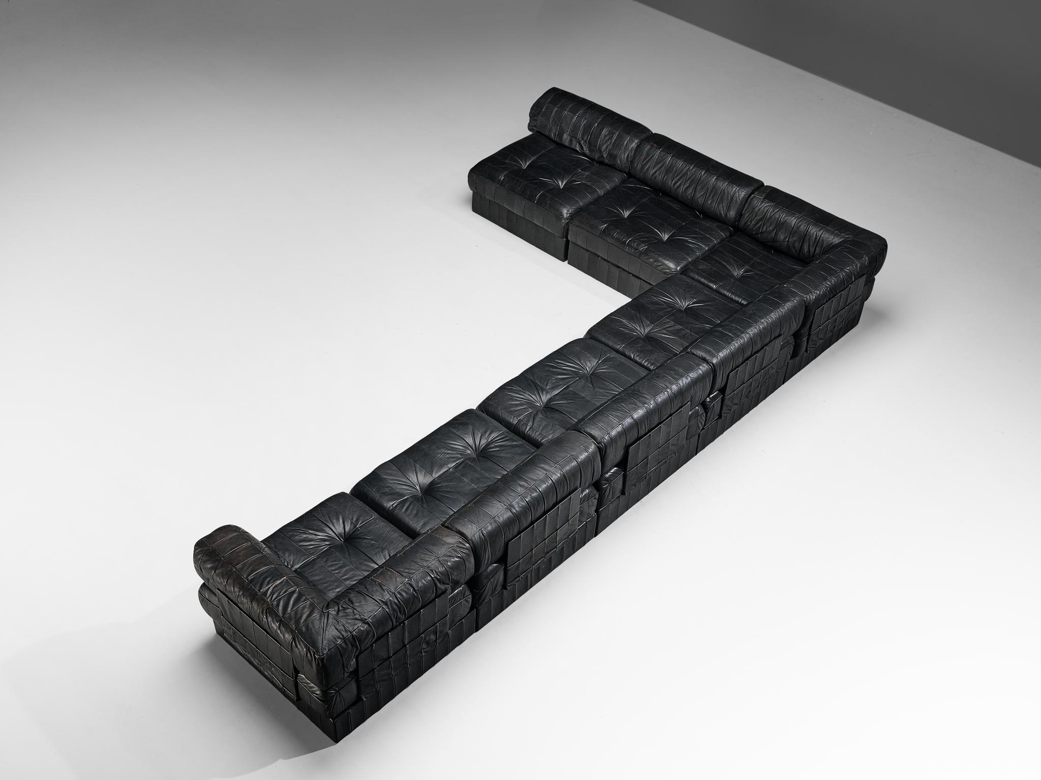 De Sede 'DS-88' Modulares Sofa aus schwarzem Leder  im Angebot 5