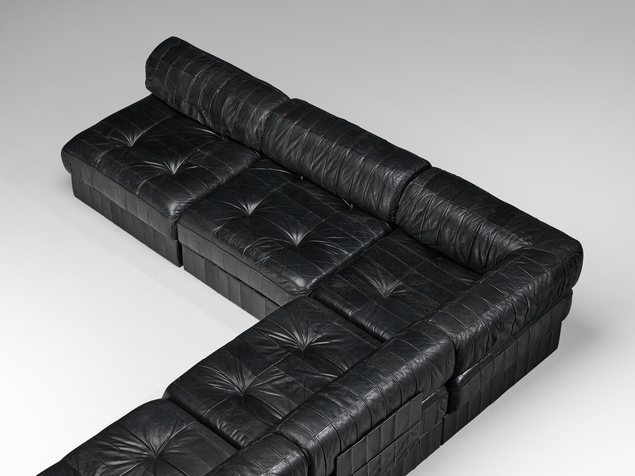 De Sede 'DS-88' Modulares Sofa aus schwarzem Leder  im Angebot 6
