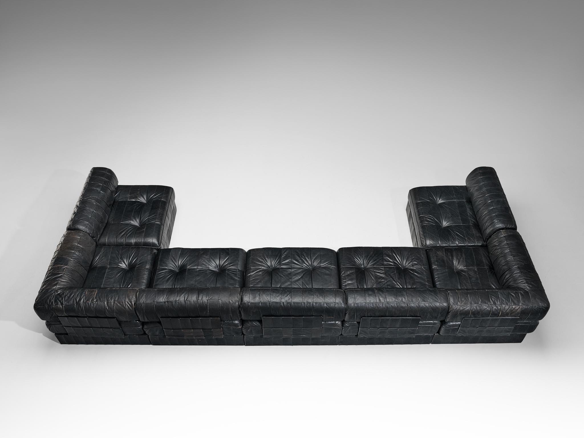 De Sede ‘DS-88’ Modular Sofa in Black Leather  In Good Condition For Sale In Waalwijk, NL