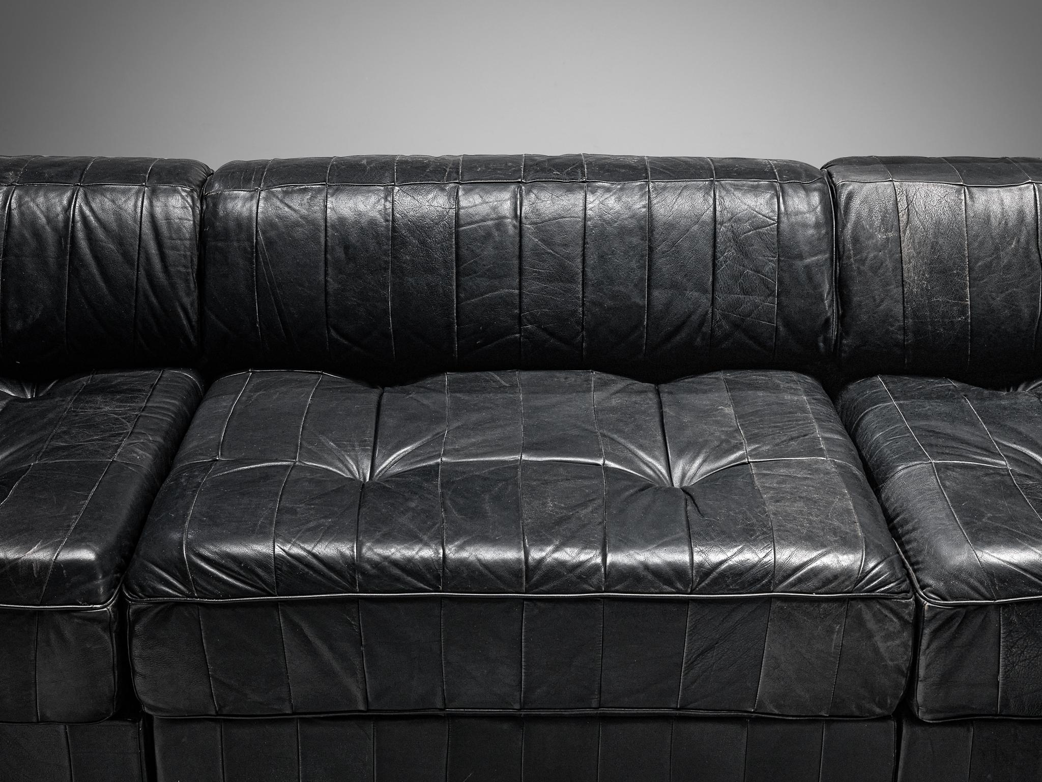De Sede 'DS-88' Modulares Sofa aus schwarzem Leder  im Angebot 2