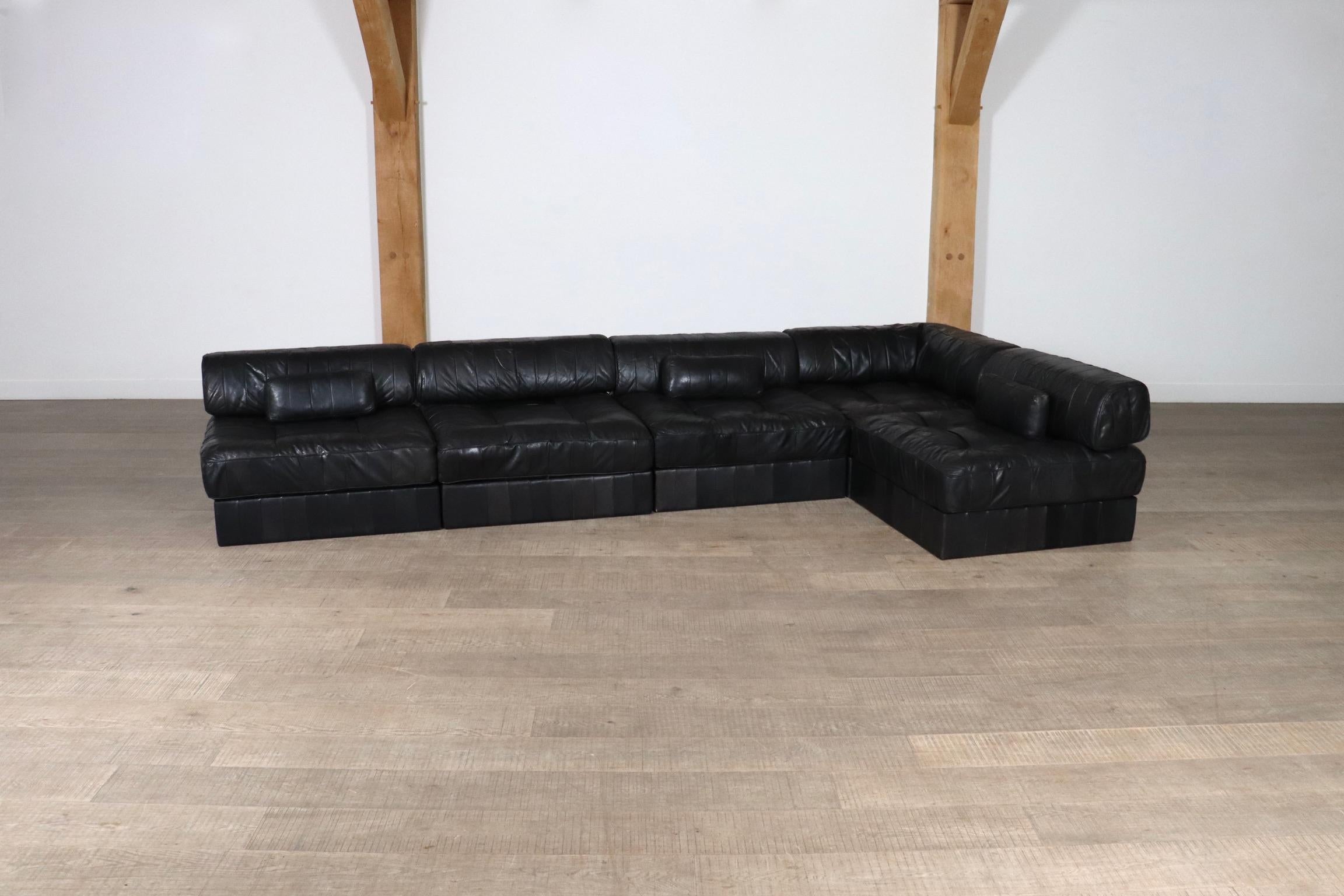 De Sede DS-88 Canapé modulable en cuir patchwork noir, Suisse, années 1970 6