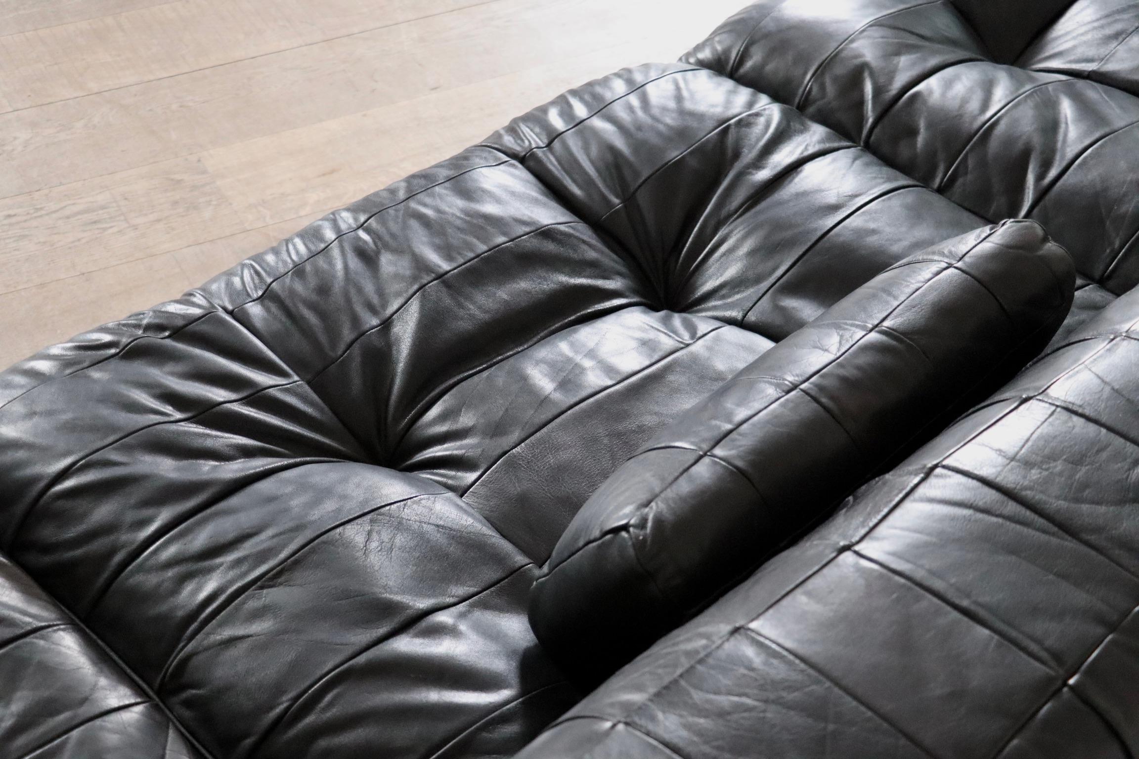 De Sede DS-88 Canapé modulable en cuir patchwork noir, Suisse, années 1970 8