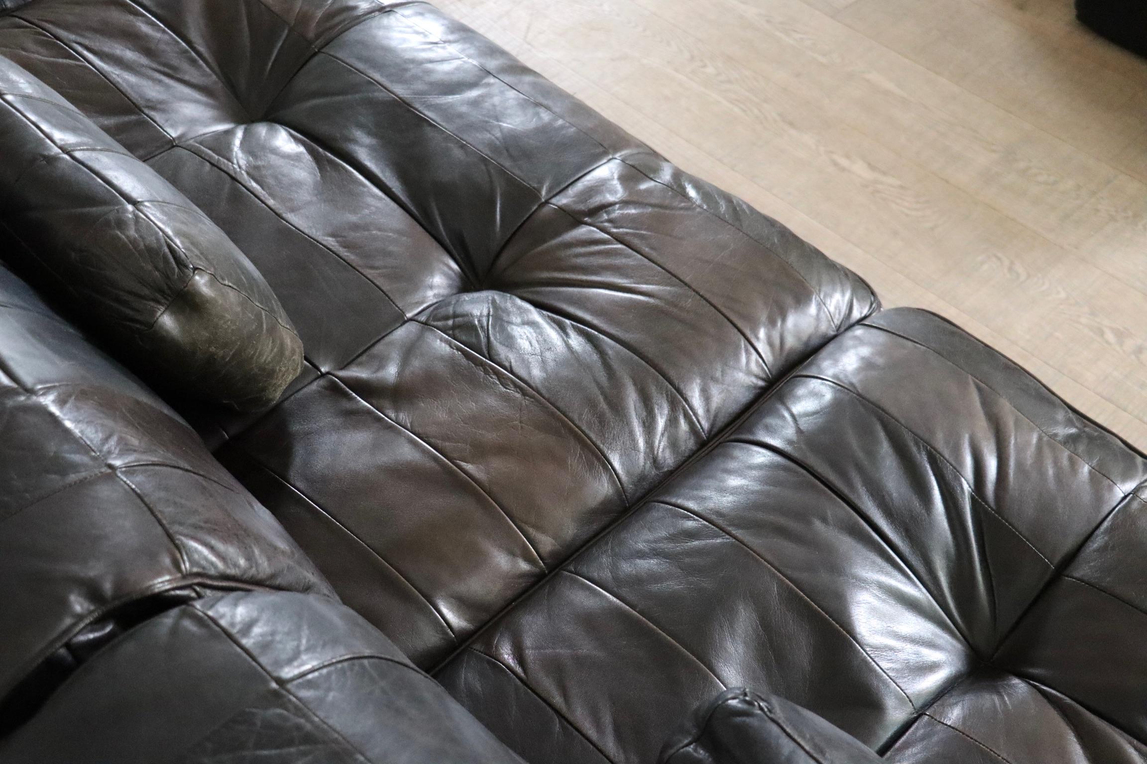 De Sede DS 88 Modular Sofa In Black Patchwork Leather, Switzerland 1970s en Bueno Estado en ABCOUDE, UT