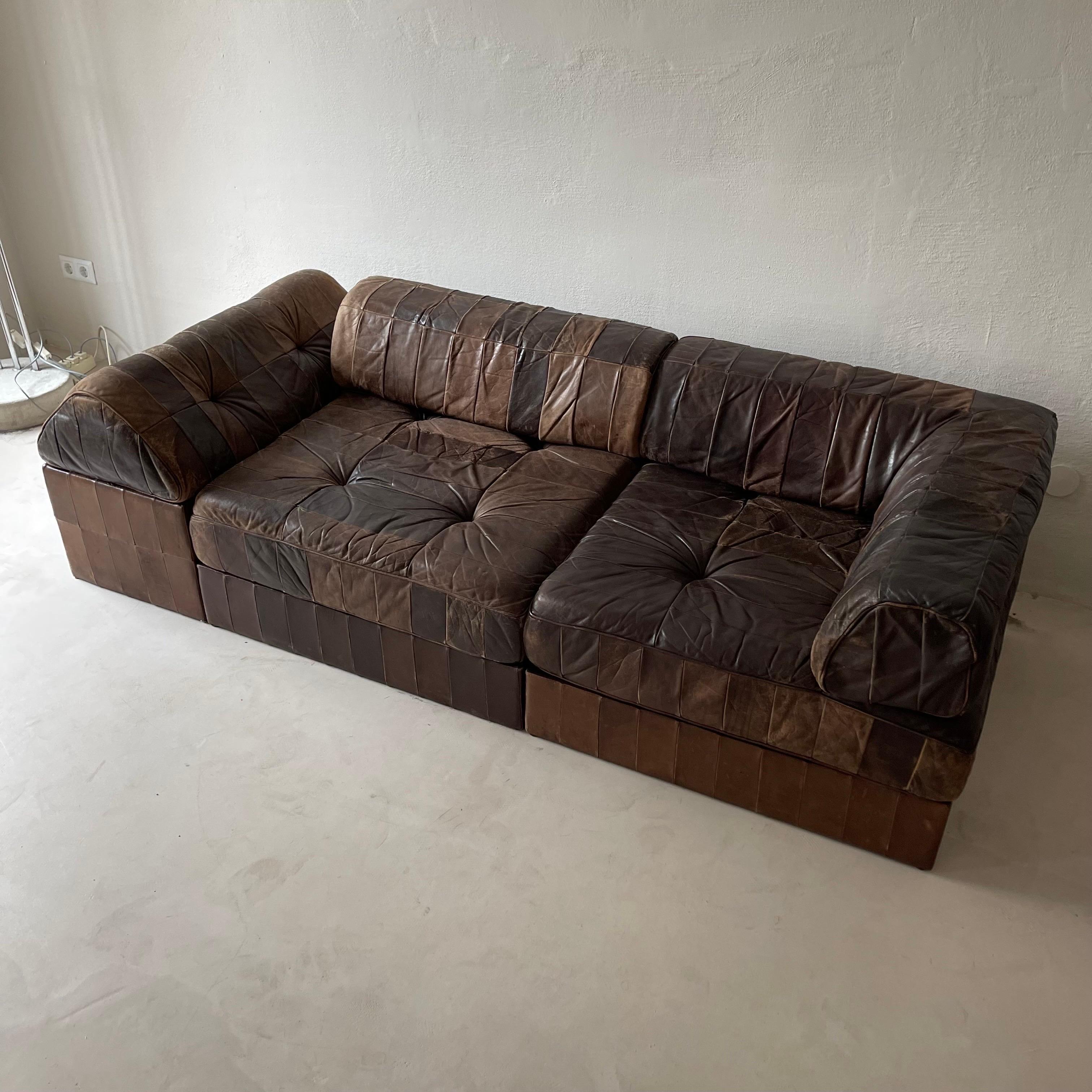 Mid-Century Modern De Sede ‘DS-88’ Modular Sofa in Brown Leather For Sale
