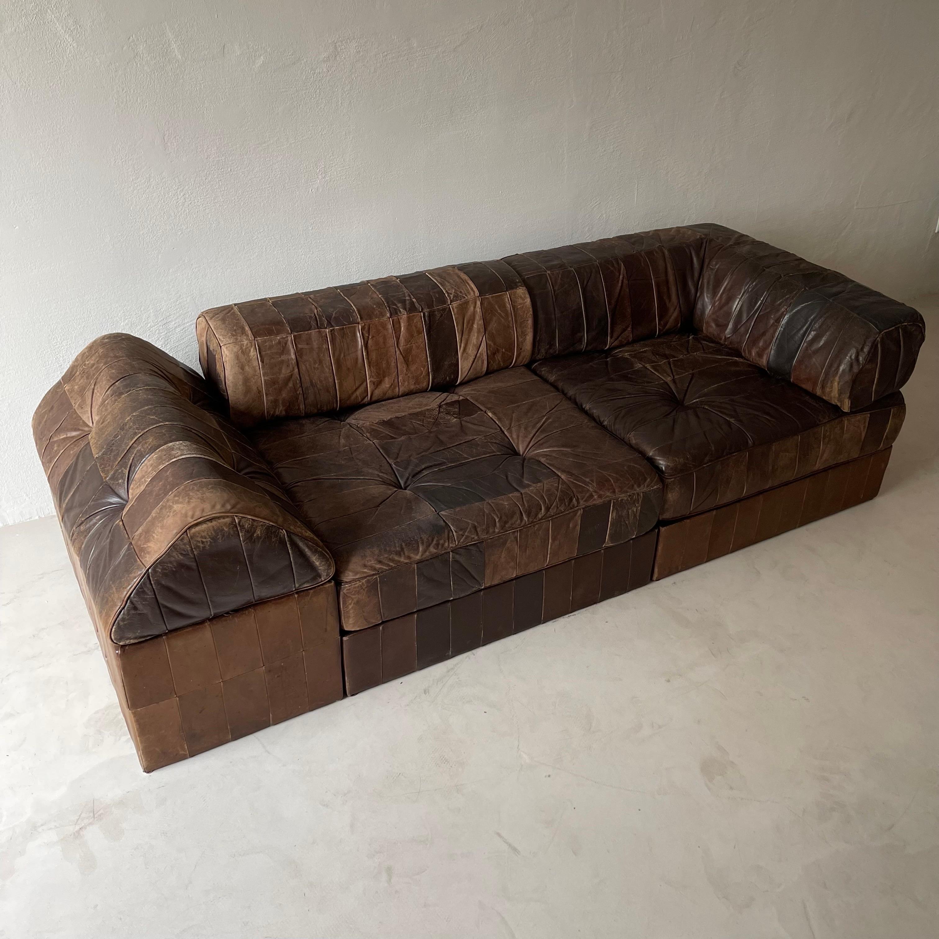 De Sede DS-88 Modulares Sofa aus braunem Leder (Ende des 20. Jahrhunderts) im Angebot